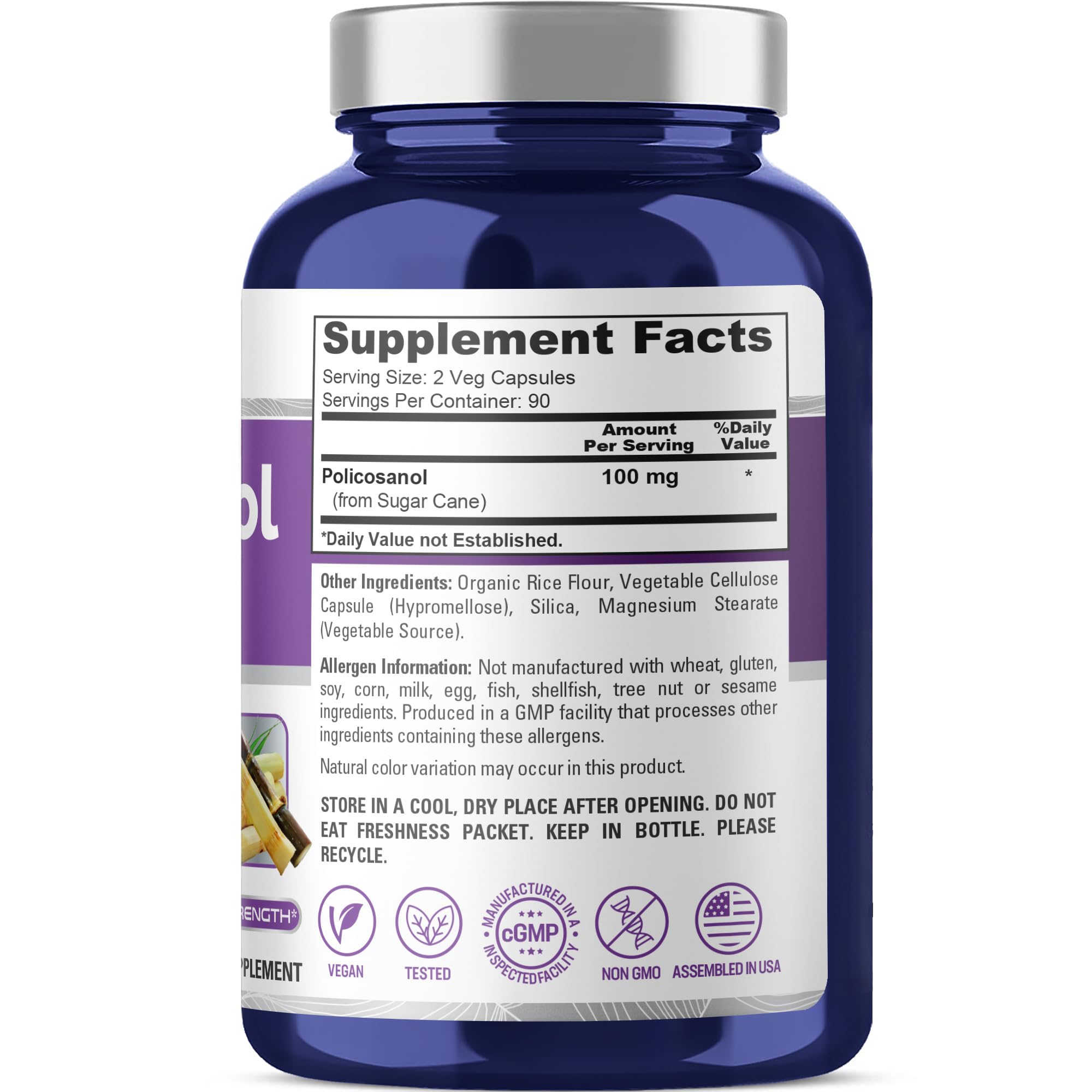 NusaPure Policosanol 100mg 180 Veggie Capsules (Vegan, Non-GMO) NusaPure buy supplements canada