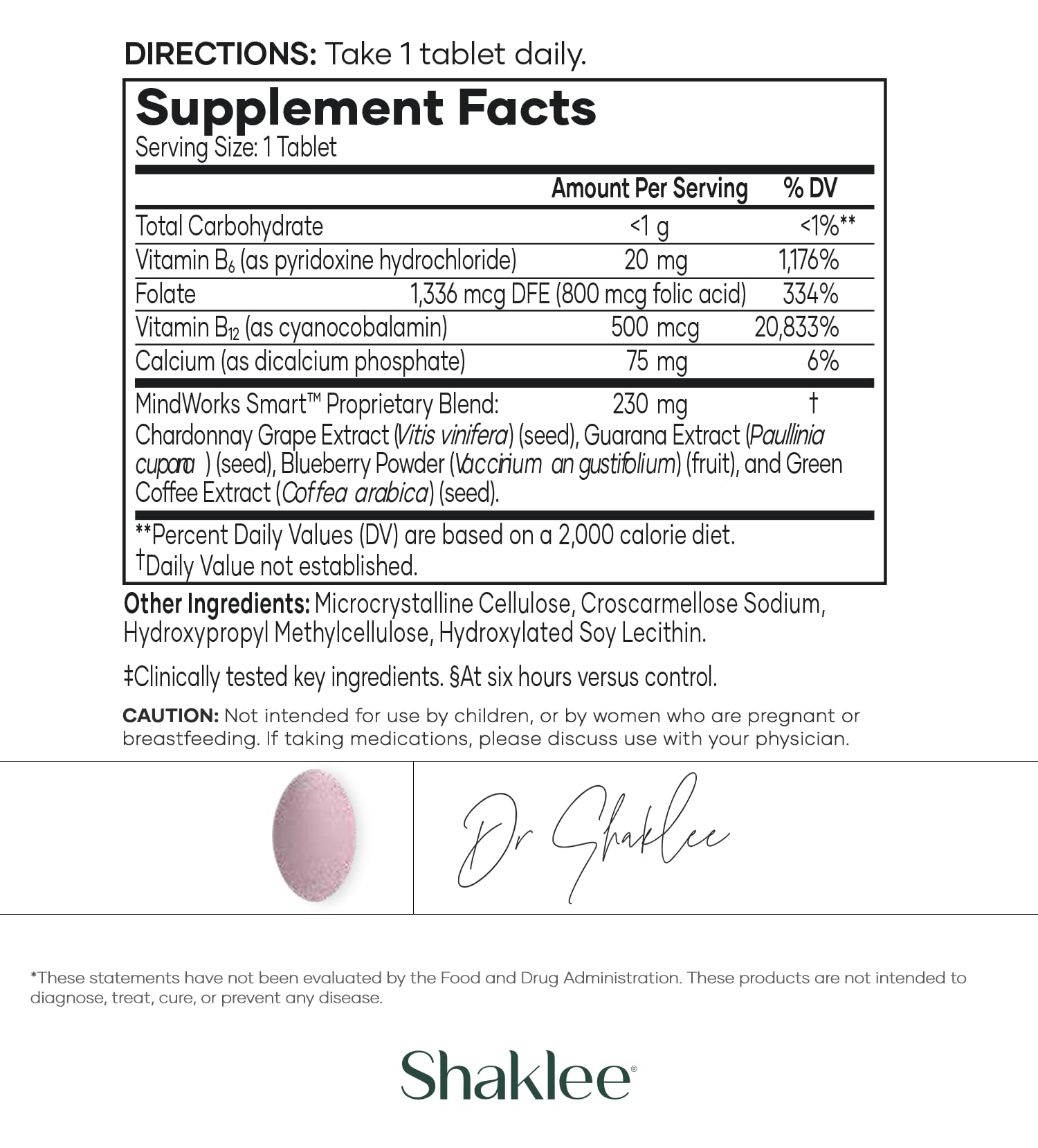 Shaklee MindWorks® - Brain Health Supplement for Brain Sharpness & Focus - Supported Nutrients & Extracts - Chardonnay Grape Seed Polyphenols, Guarana Extract, Vitamins B6, B12, Folate - 30 Tablets Shaklee buy supplements canada
