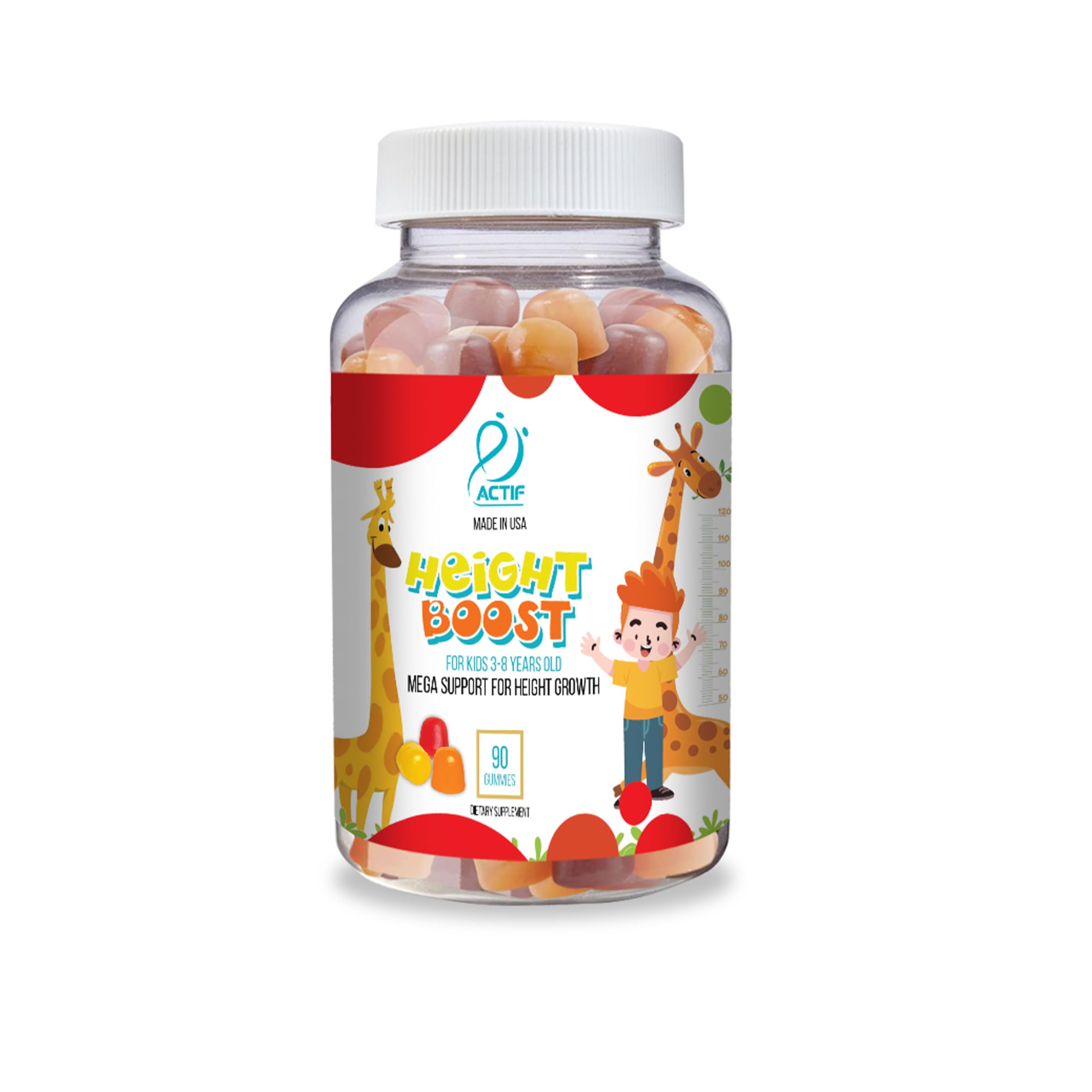 Actif Height Boost Mega Support for Kids 3-8 Years Old, Height Growth with 10+ Factors, 60 Gummies, Strawberry Flavor, Get Tall Fast Formula ACTIF buy supplements canada