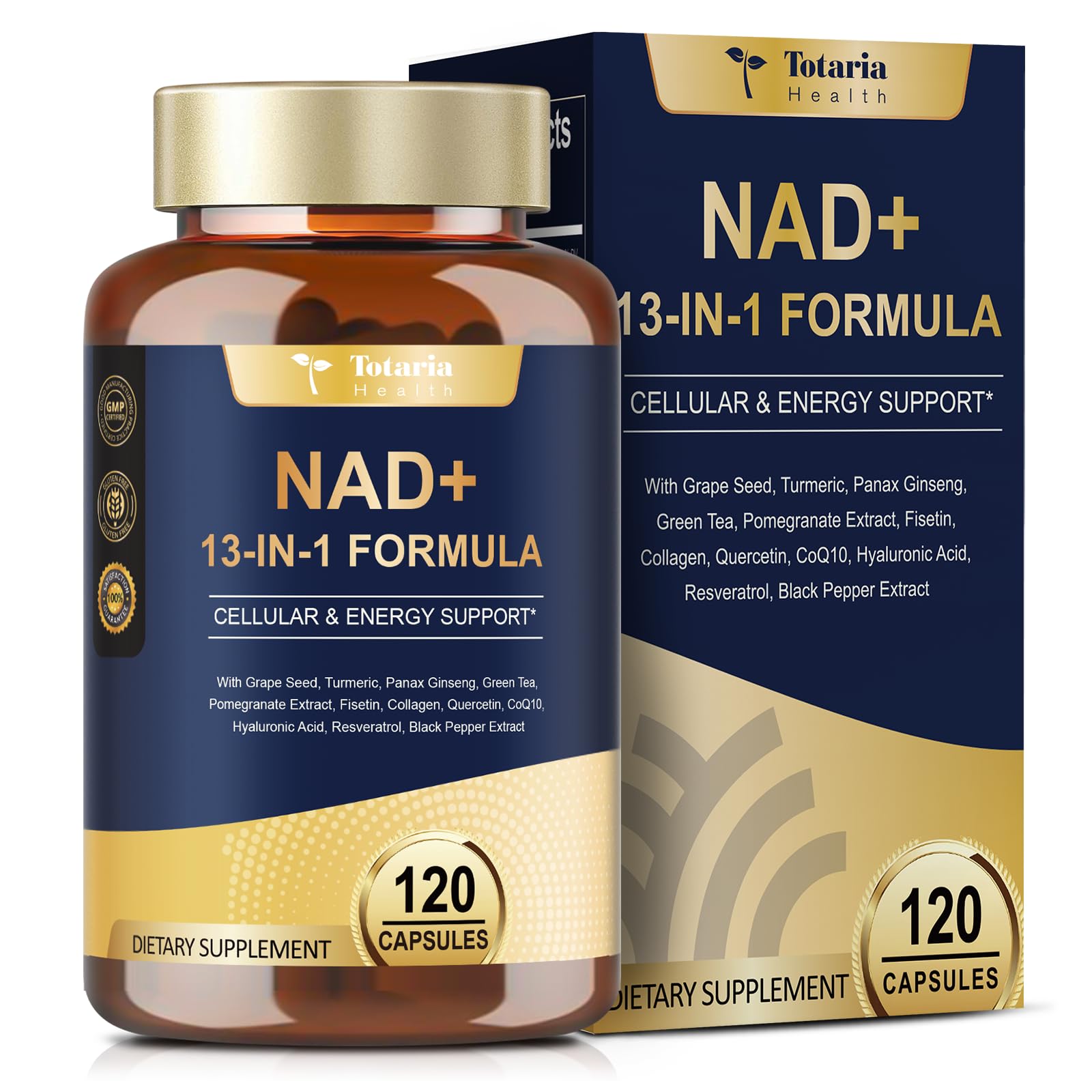 Totaria NAD Supplement for Women Men with nicotinamide riboside resveratrol,Quercetin, Betaine Boost NAD+ Levels NAD Plus Supplement for Anti Aging, Energy, Immune, Focus 120 Capsules Totaria buy supplements canada