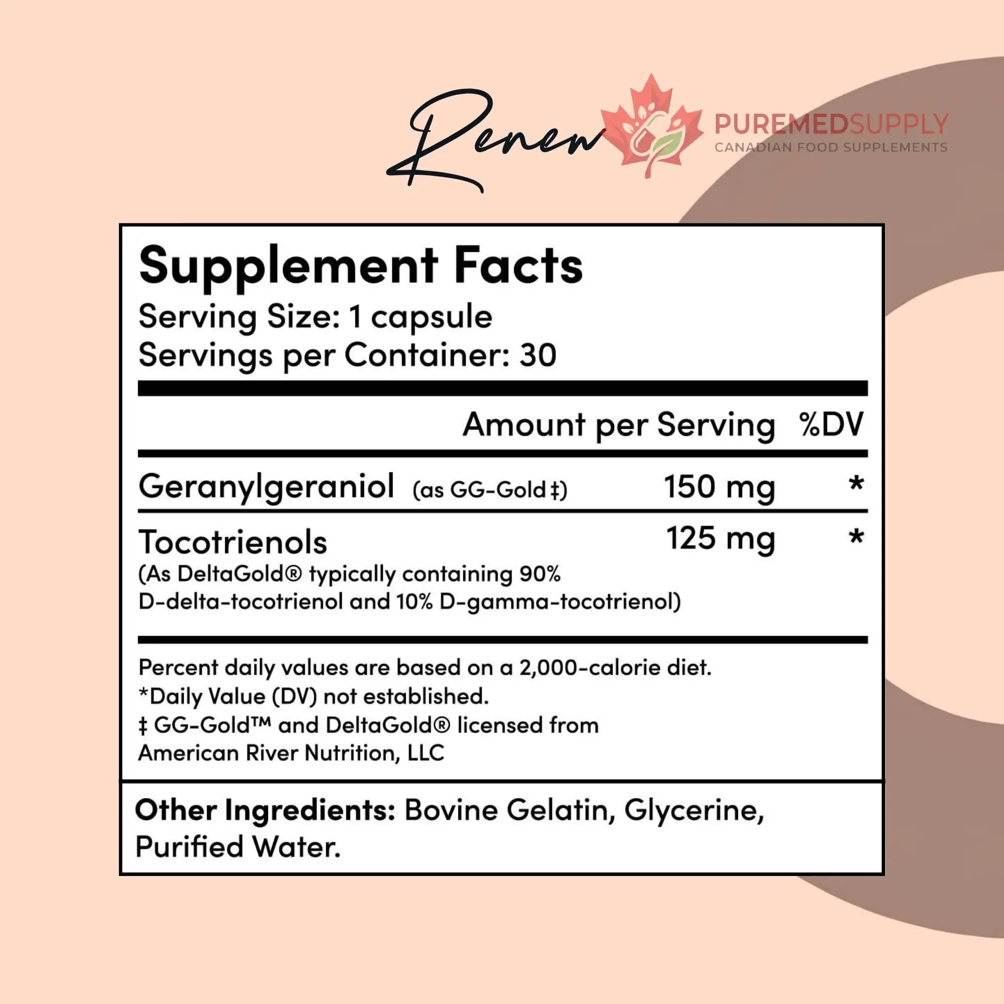Tranont Renew - Antioxidant Complex for Vitality & Wellness | Vitamin E Tocotrienols & Geranylgeraniol | Supports Healthy Cellular Function, Joint Health, & Youthful Glow - 30 Capsules Tranont buy supplements canada