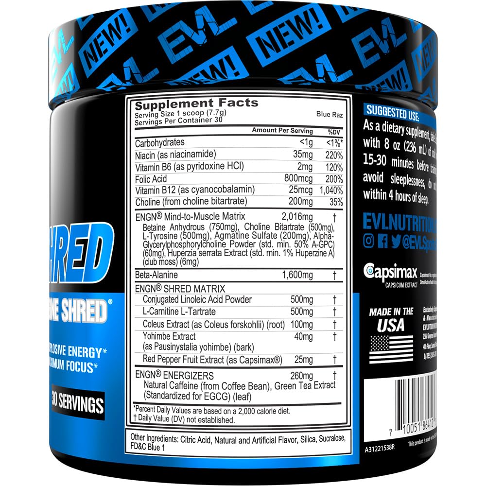 EVL Ultimate Pre Workout Powder - Thermogenic Fat Burn Support Preworkout Powder Evlution buy supplements canada
