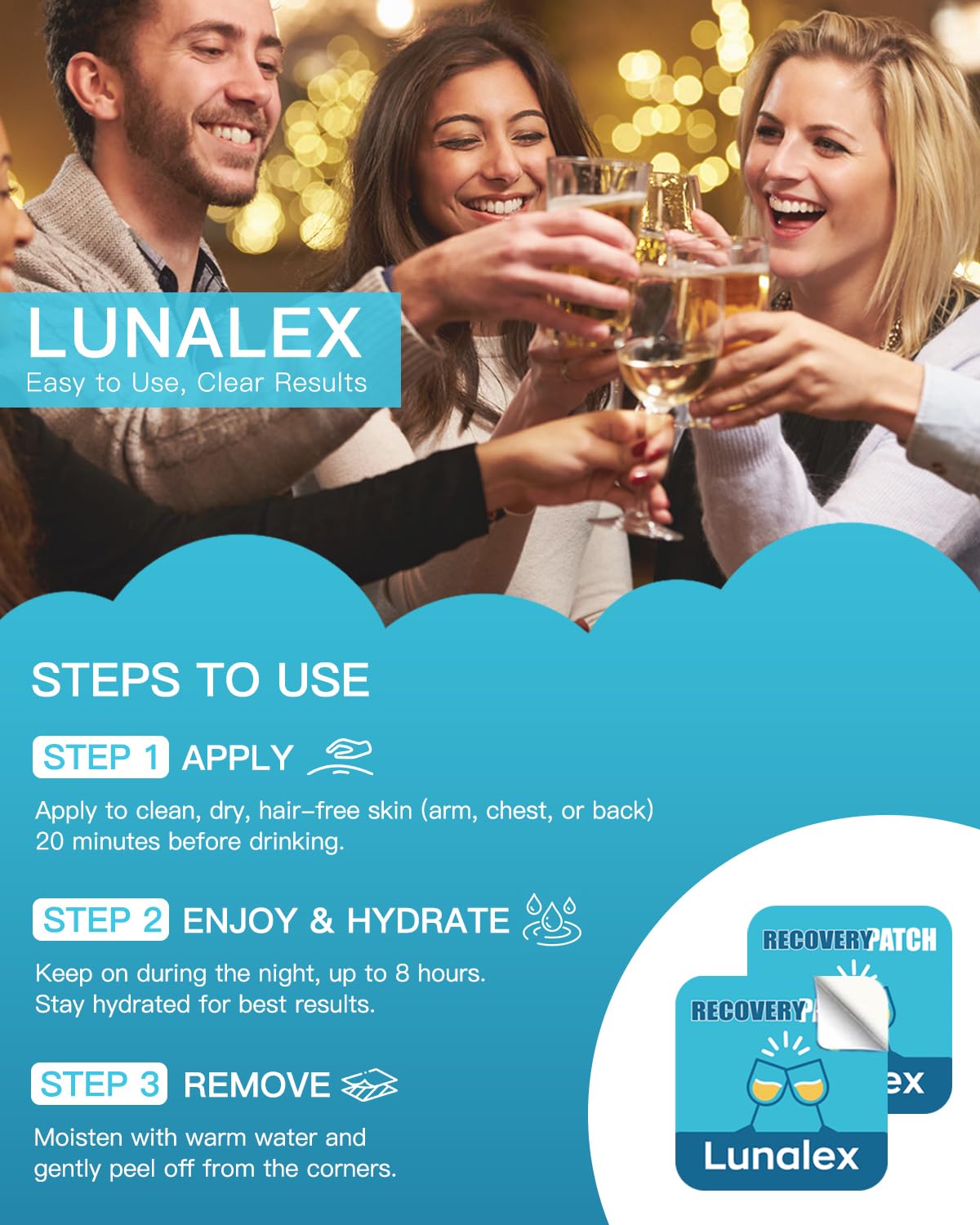 Lunalex Recovery Patch 48 Pack - Wake Up Refreshed & Balanced After Celebration - Plant-Based Formula for Morning Wellness - Bachelorette & Wedding Party Favors - 2 Patches per Sachet, Waterproof Lunalex buy supplements canada