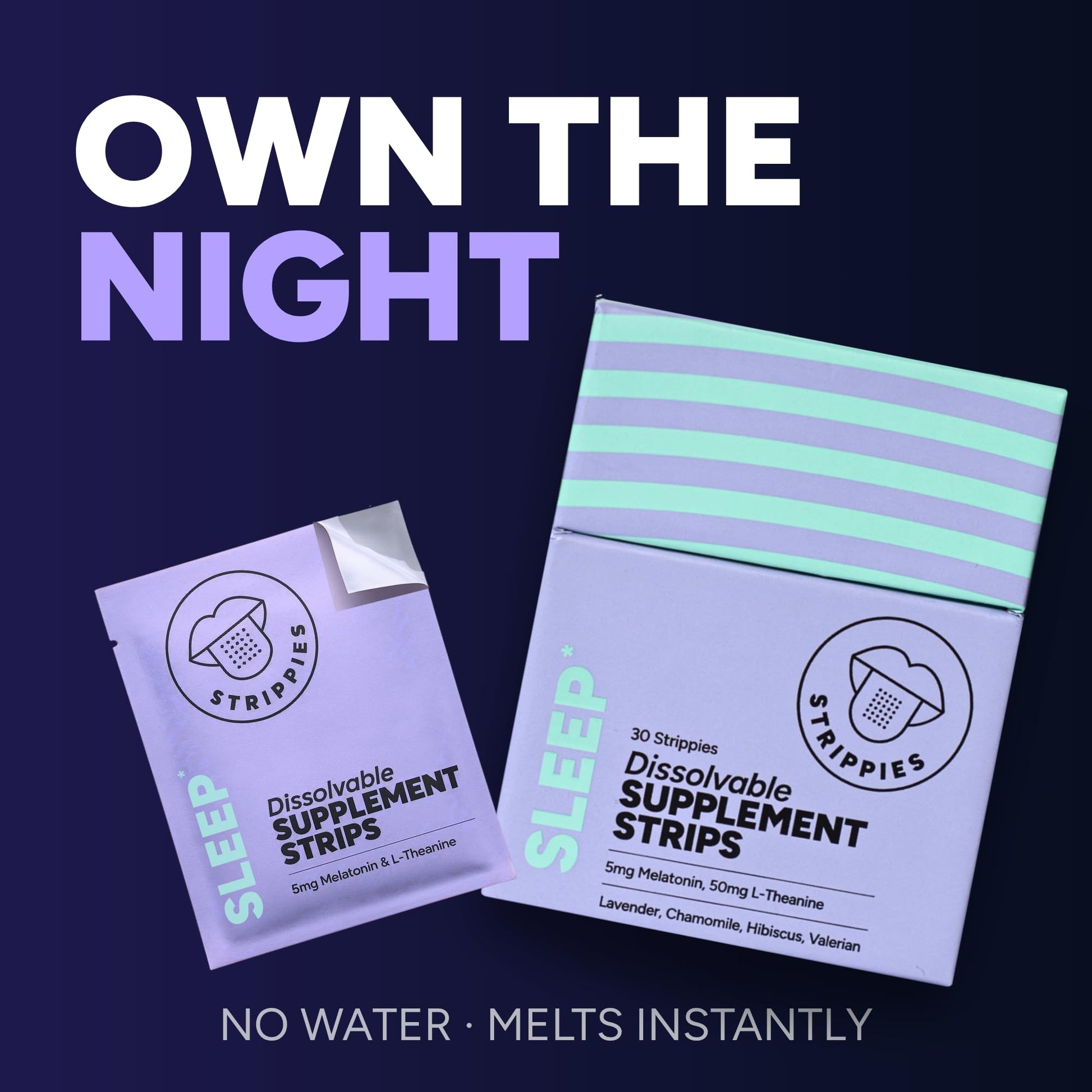 STRIPPIES Dissolvable Sleep Strips – Fast-Acting Melatonin 5mg with L-Theanine, Lavender, Chamomile, Hibiscus & Valerian – Natural Cranberry Flavor – 90 Strips STRIPPIES buy supplements canada