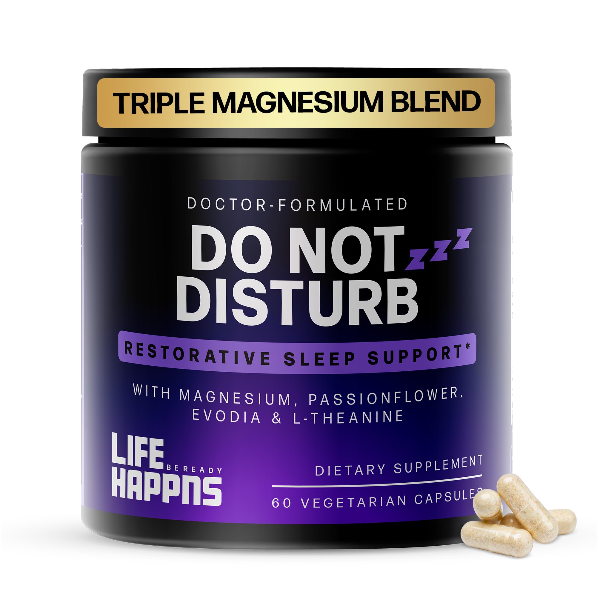 Doctor Formulated Triple Magnesium for Sleep, Calm & Relaxation with Chelated Magnesium Glycinate, L-Theanine, Passionflower & Evodia – Non-Habit, No Melatonin Magnesium Sleep Aid Support Supplement LIFE HAPPNS BE READY buy supplements canada