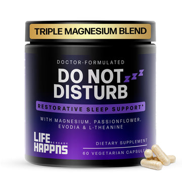 Doctor Formulated Triple Magnesium for Sleep, Calm & Relaxation with Chelated Magnesium Glycinate, L-Theanine, Passionflower & Evodia – Non-Habit, No Melatonin Magnesium Sleep Aid Support Supplement LIFE HAPPNS BE READY buy supplements canada