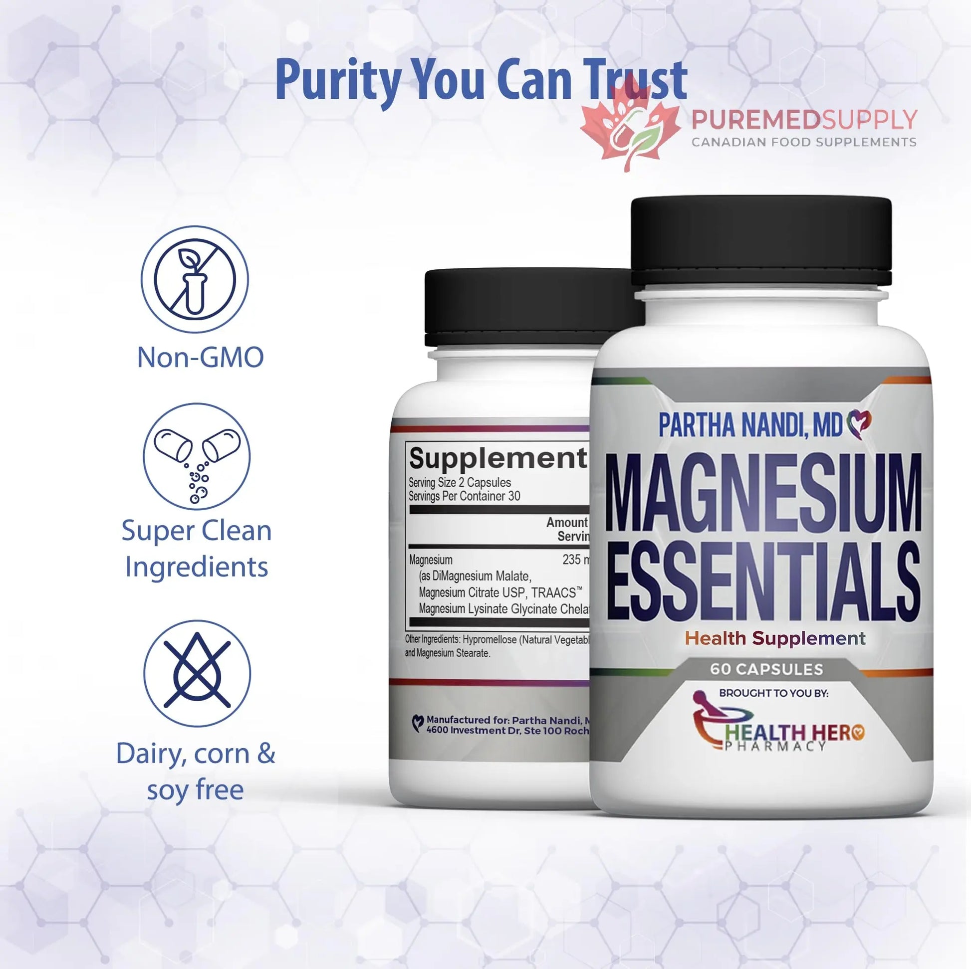 Triple Magnesium Citrate, Malate & Glycinate Complex Supplement – Supports Sleep, Stress, Muscle, Nerve & Heart Health – Advanced High-Absorption Formula – 235mg – 60 Capsules Partha Nandi, MD buy supplements canada