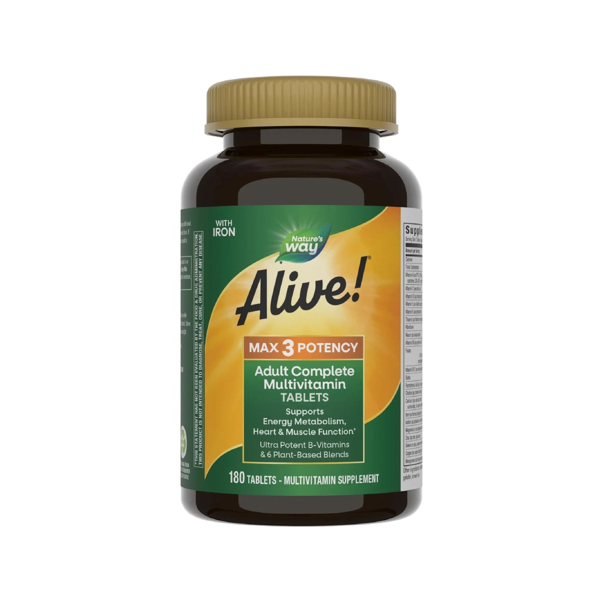 Nature's Way Alive! Max3 Potency Daily Multivitamin, Methylated B12 and Folate, Ultra Potency B-vitamins to Support Energy Metabolism*, 180 Tablets Nature's Way buy supplements canada