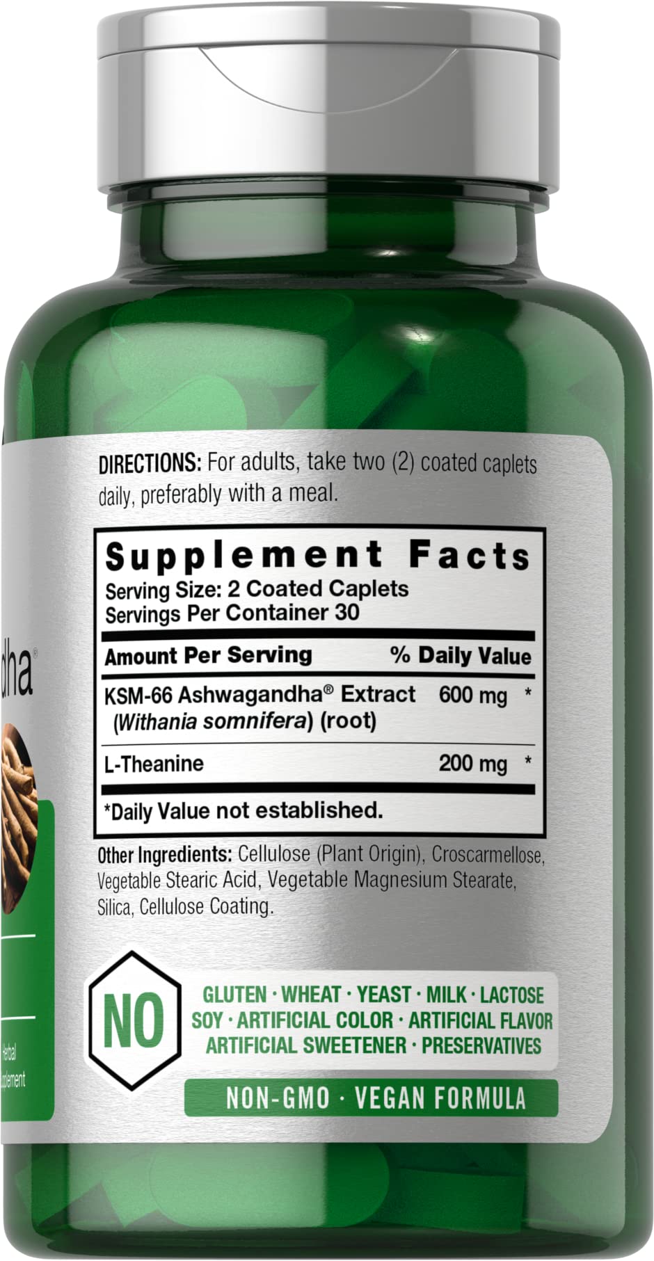Horbäach KSM-66 Ashwagandha 600mg | with L-Theanine | 60 Coated Caplets | Vegan, Non-GMO, Gluten Free Complex Supplement Horbäach buy supplements canada
