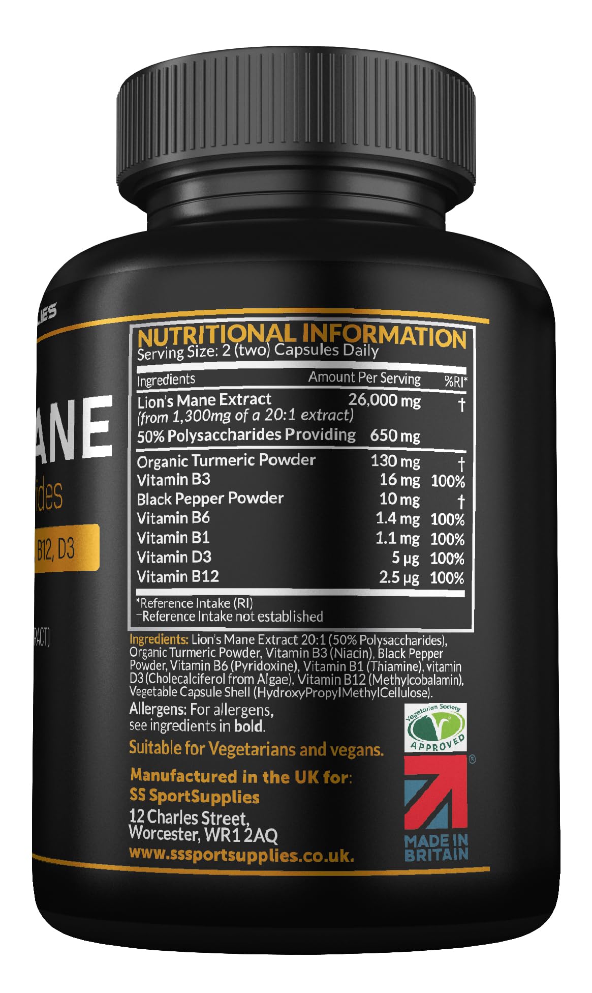 Lions Mane Supplement High Strength 26,000mg Plus 5 Vitamins SS Sport Supplies buy supplements canada