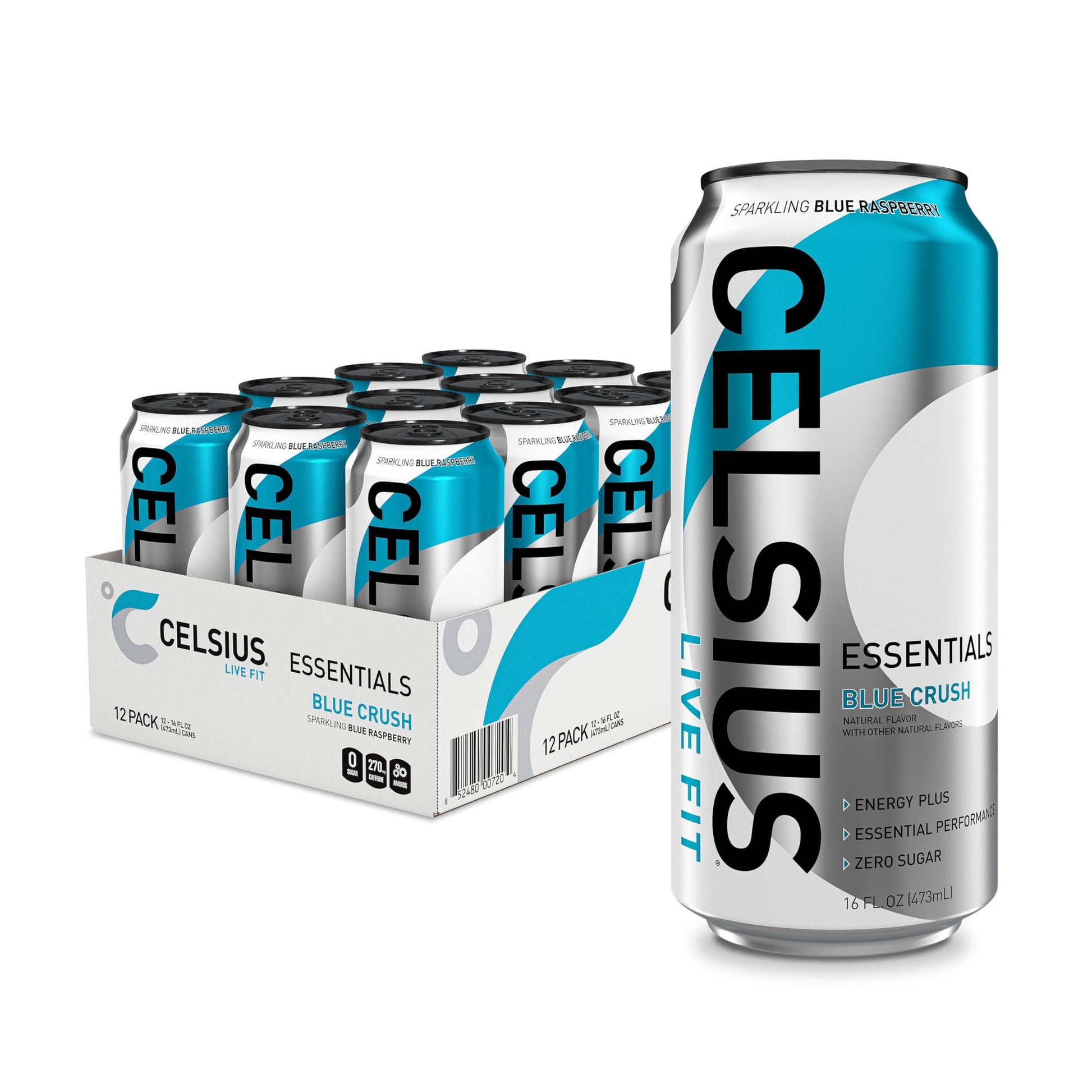 CELSIUS ESSENTIALS, Sparkling Blue Crush, Performance Energy Drink 16 Fl Oz (Pack of 12) CELSIUS buy supplements canada