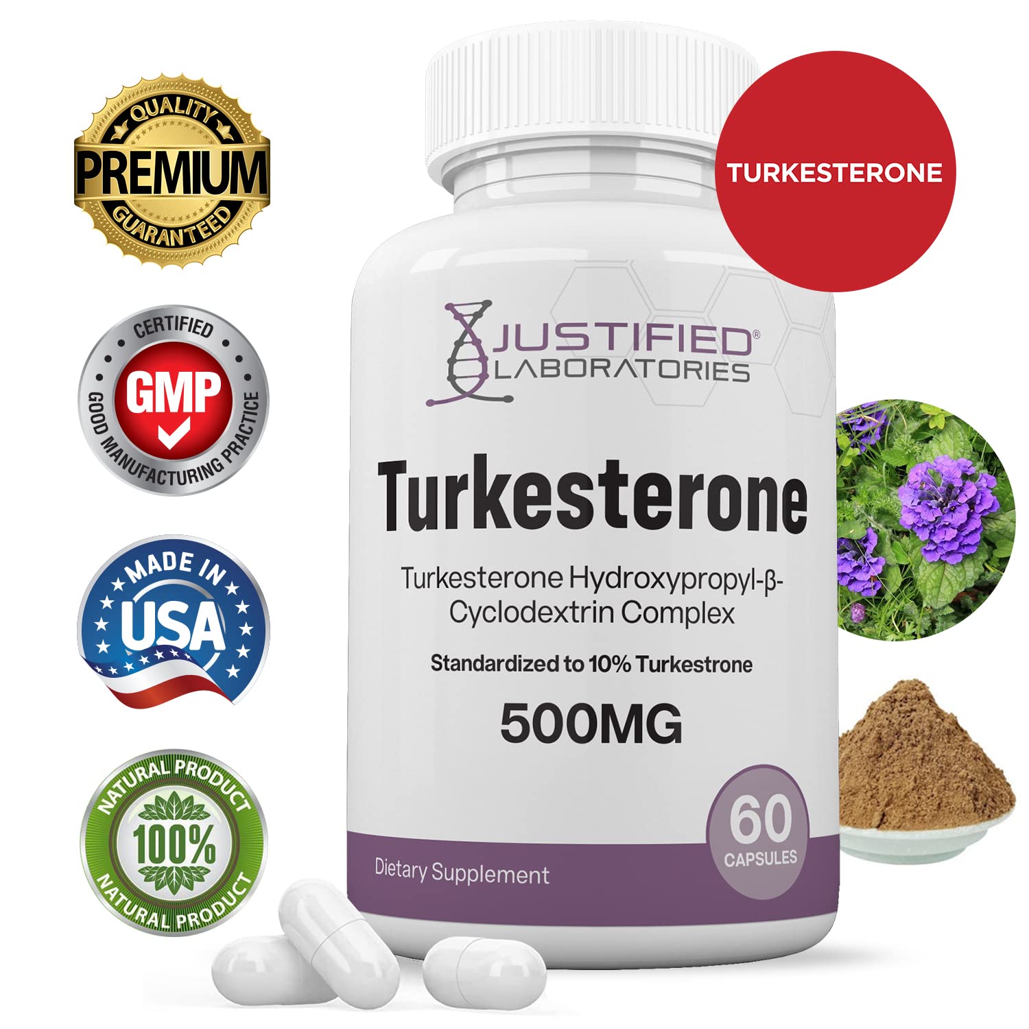 Justified Laboratories (5 Pack Turkesterone 500mg 10% Standardized Naturally Increase Justified Laboratories buy supplements canada