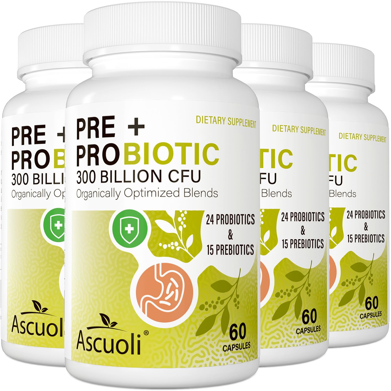 Probiotics for Women & Men - 300 Billion CFU, 24 Strains + 15 Organic Herbs Prebiotics Blend, Daily Probiotic for Digestive Health, Immune, Gut, Bloating Ascuoli buy supplements canada