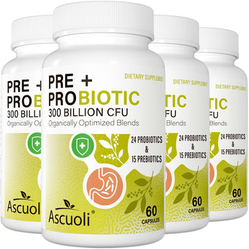 Probiotics for Women & Men - 300 Billion CFU, 24 Strains + 15 Organic Herbs Prebiotics Blend, Daily Probiotic for Digestive Health, Immune, Gut, Bloating Ascuoli buy supplements canada