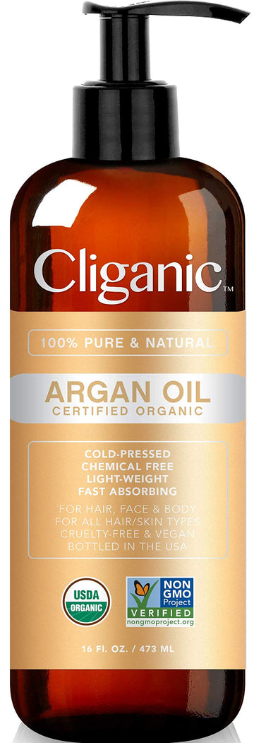 Cliganic Organic Argan Oil 16oz with Pump, 100% Pure | Bulk for Hair, Face & Skin Cliganic buy supplements canada