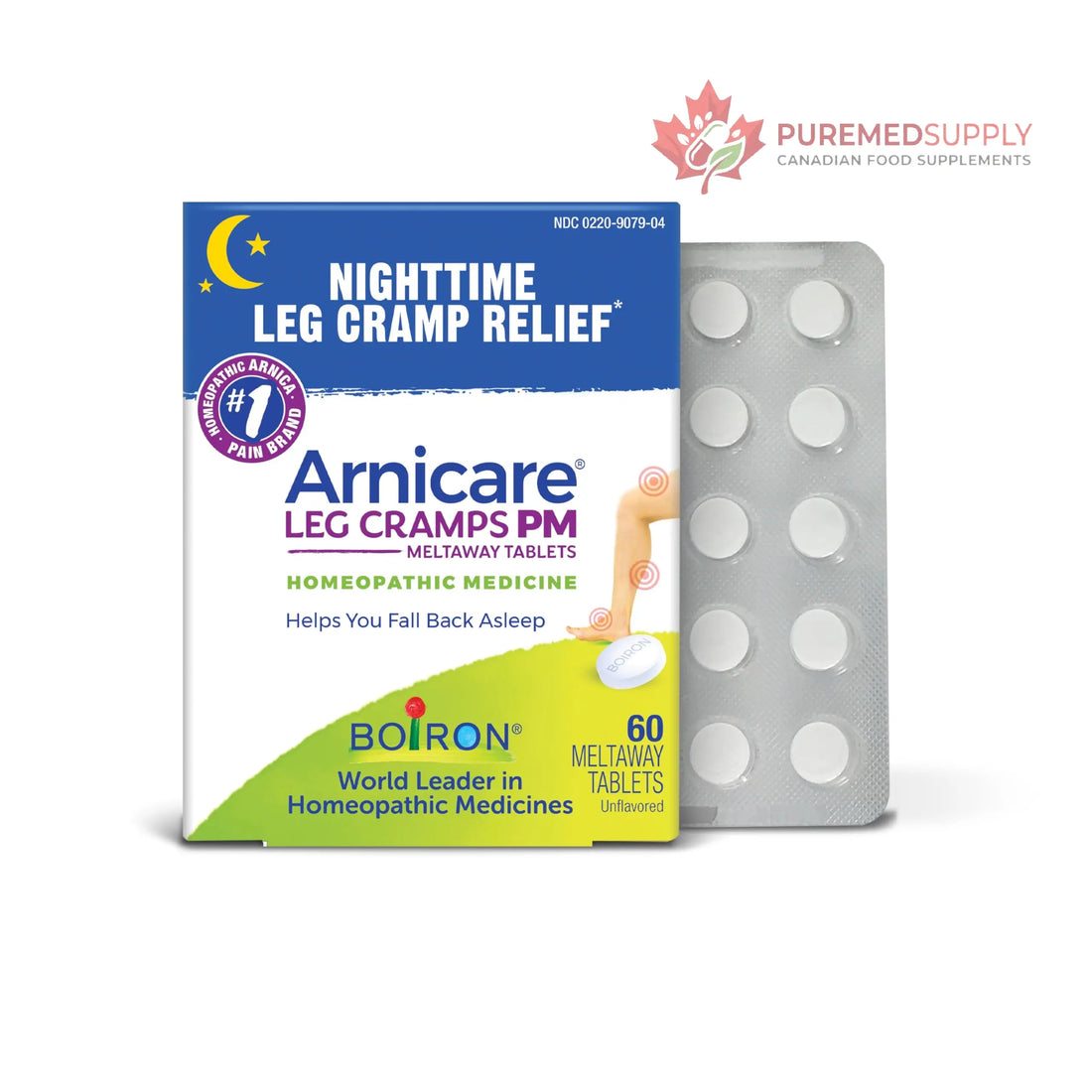 Boiron Arnicare Leg Cramps PM for Nighttime Relief from Cramping and Stiffness in Feet or Calves - 60 Tablets Boiron buy supplements canada