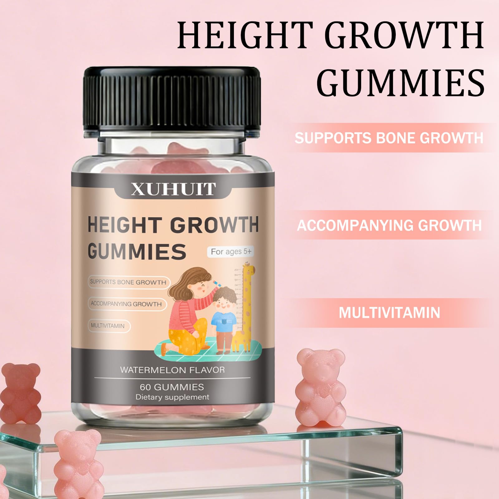 ZYGCDZ Growth Gummies for Kids & Teens - Natural Height Support with Vitamin D3, K2, Calcium & Ashwagandha - Bone Strength Supplement for Picky Eaters Ages 5+ (Watermelon Flavor) (1) ZYGCDZ buy supplements canada