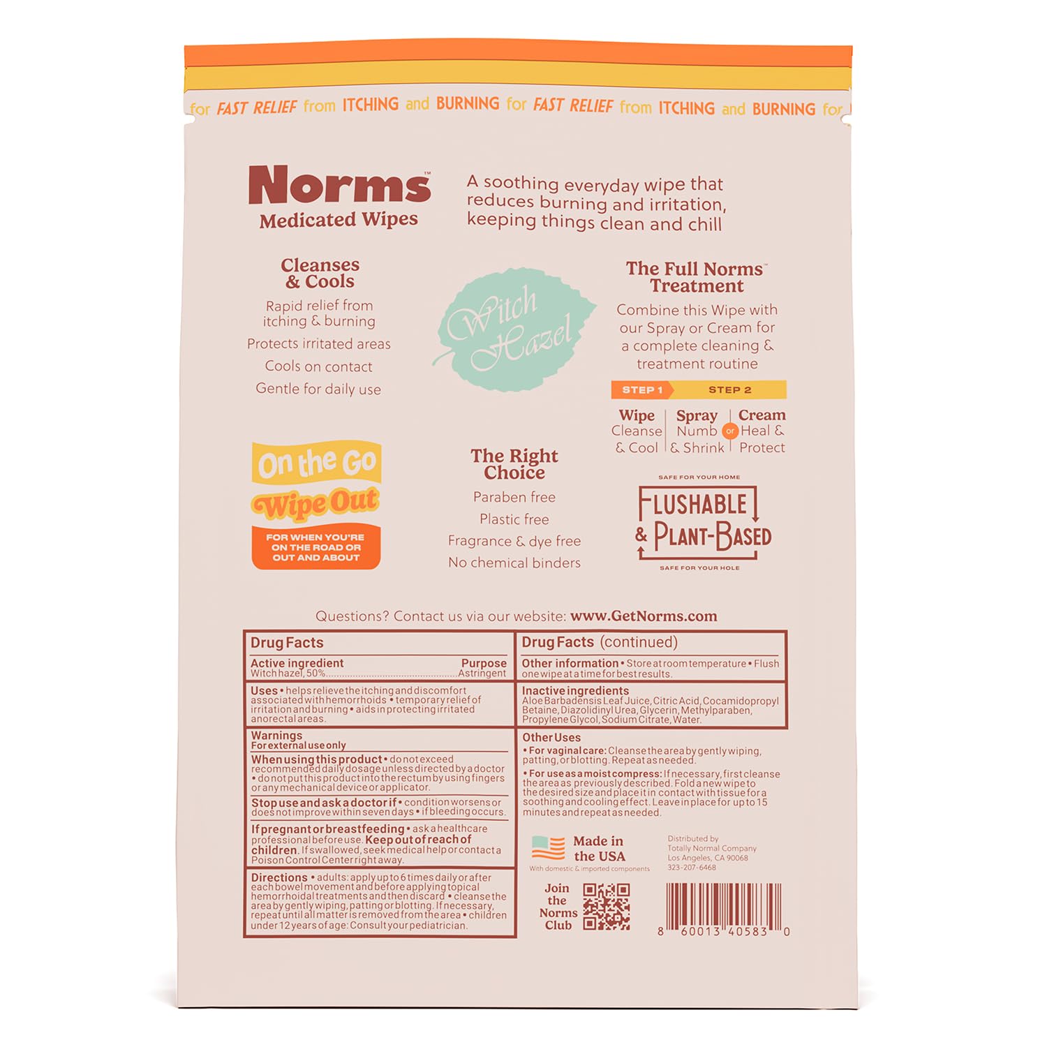 Norms Wipe Outs Hemorrhoid Wipes, 24 Individually Wrapped Witch Hazel Wipes with Aloe to Soothe and Cool Itching, Burning and Irritation, Flushable Septic Safe, Plant Based & Plastic-Free Norms buy supplements canada