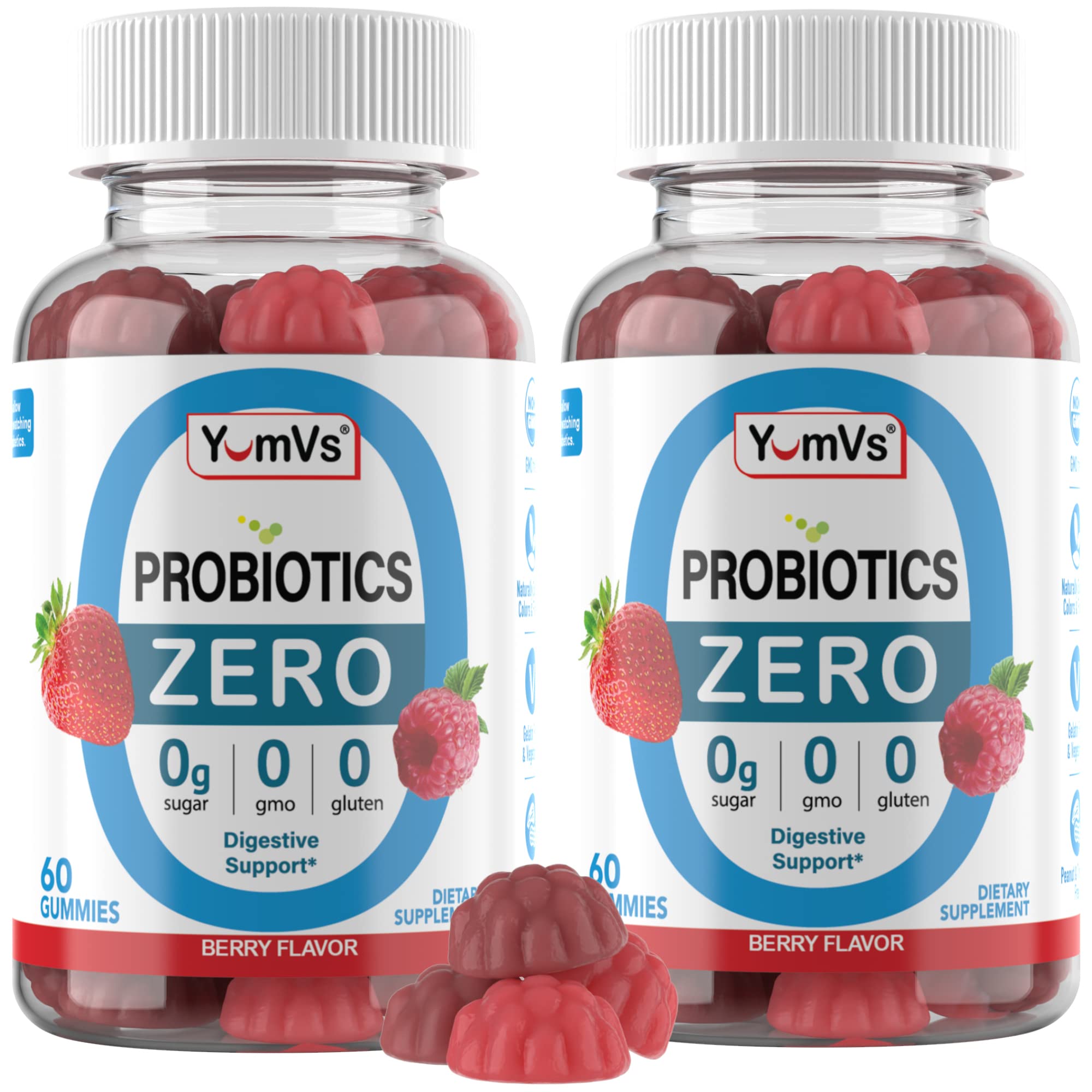 YUM-V'S Sugar Free Probiotic Gummies - Probiotics for Men & Women to Help Support Digestive Function – Adults & Kids Probiotic with 5 Billion CFU Bacillus Coagulans – Vegan & Gluten-Free (60 Count) YUM-V'S buy supplements canada