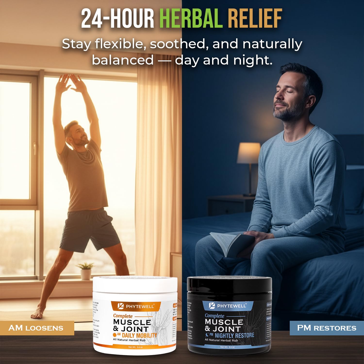 PHYTEWELL Muscle & Joint Rub Balm - Day & Night Pain Relief for Back, Knee, & Shoulder - Crafted with Arnica, Clove & Black Pepper to Support Recovery & Relaxation – Premium Non-Greasy Texture PHYTEWELL buy supplements canada