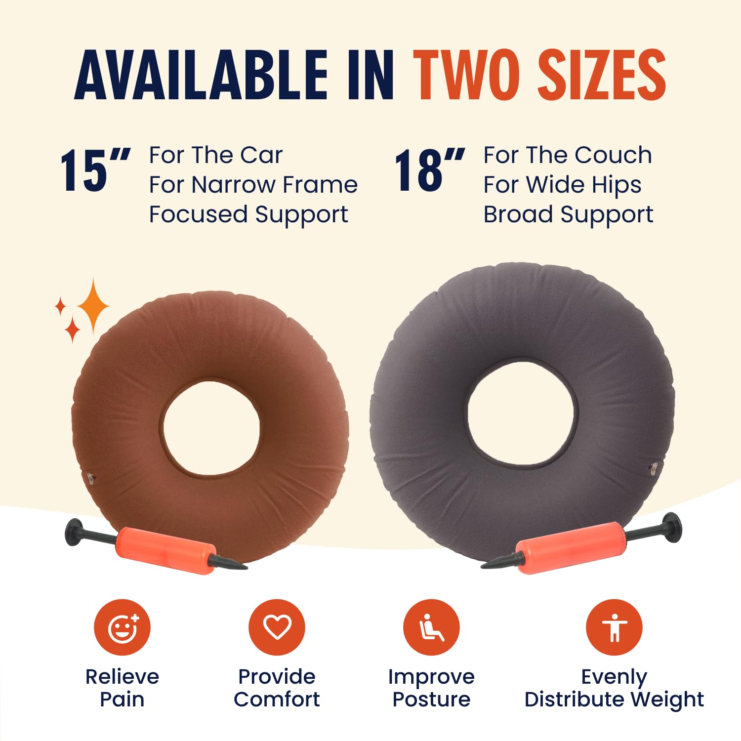 Dr. Frederick’s Original Inflatable Donut Pillow - 18" Seat Cushion for Tailbone Pain, Hemorrhoids & Bed Sores – Doctor-Developed for Postpartum, Prostatitis & Travel - Odor-Free, Durable Vinyl - Gray Dr. Frederick's Original buy supplements canada