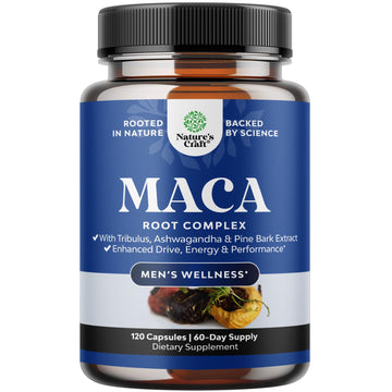 Potent Black Maca Root Capsules for Men - Herbal Wellness Supplement with Siberian Ginseng Ashwagandha and Black Maca Root - Men’s Wellness Supplement to Support General Health - 120 Count Natures Craft buy supplements canada