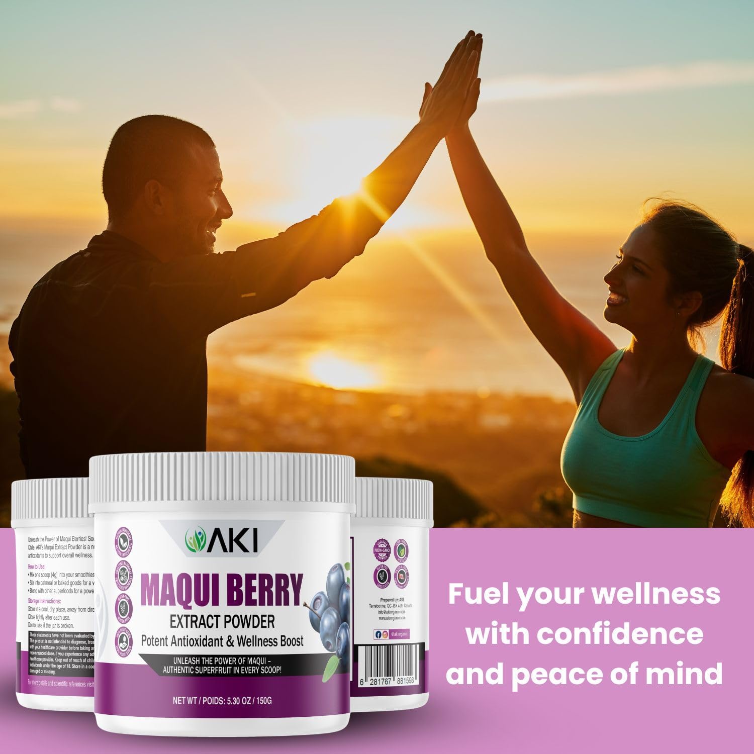 AKI Maqui Berry Extract Powder – Wild Harvested from Patagonia, High in Anthocyanins & Polyphenols, Freeze-Dried Superfruit for Smoothies, Non-GMO, Vegan, 150g/ 5.3 oz AKI ORGANIC buy supplements canada
