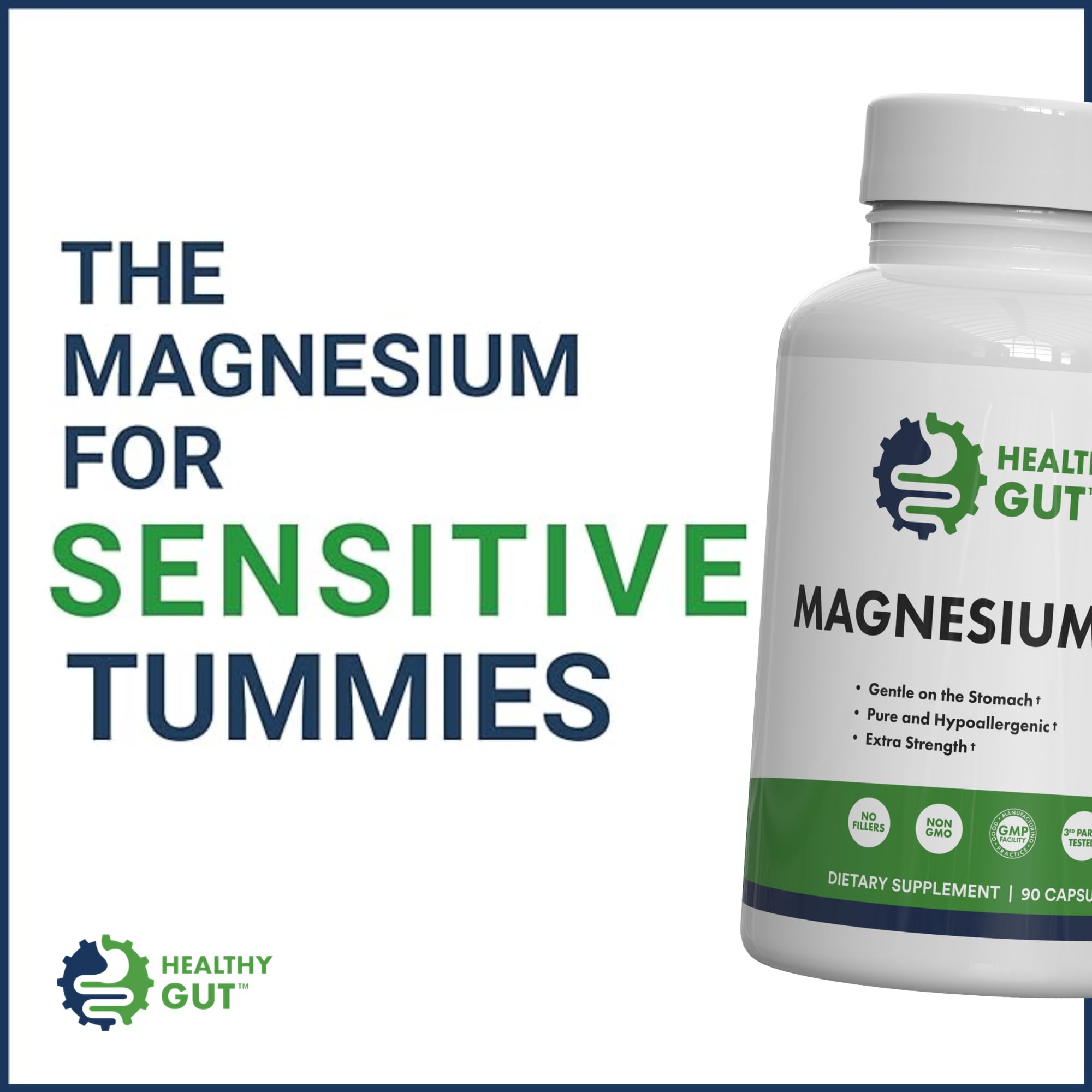 Healthy Gut Magnesium-HP | Ultra Pure Magnesium Glycinate Capsules with Zero Fillers | 180 mg Magnesium Glycinate | 90 Servings Healthy Gut buy supplements canada