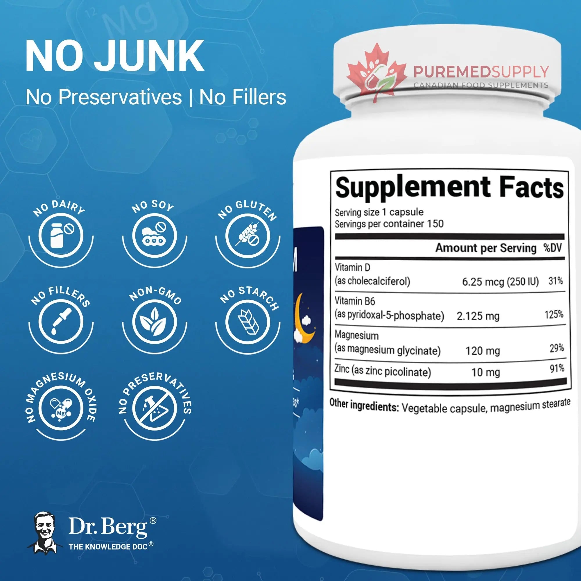 Dr. Berg Magnesium Glycinate 150ct – 4-in-1 Chelated for Muscle, Nerve, Sleep & Stress Support*– w/ D3, B6 & Zinc – 4X Lab-Tested – No Fillers – Formulated in USA, GMP-Certified Dr. Berg Nutritionals buy supplements canada