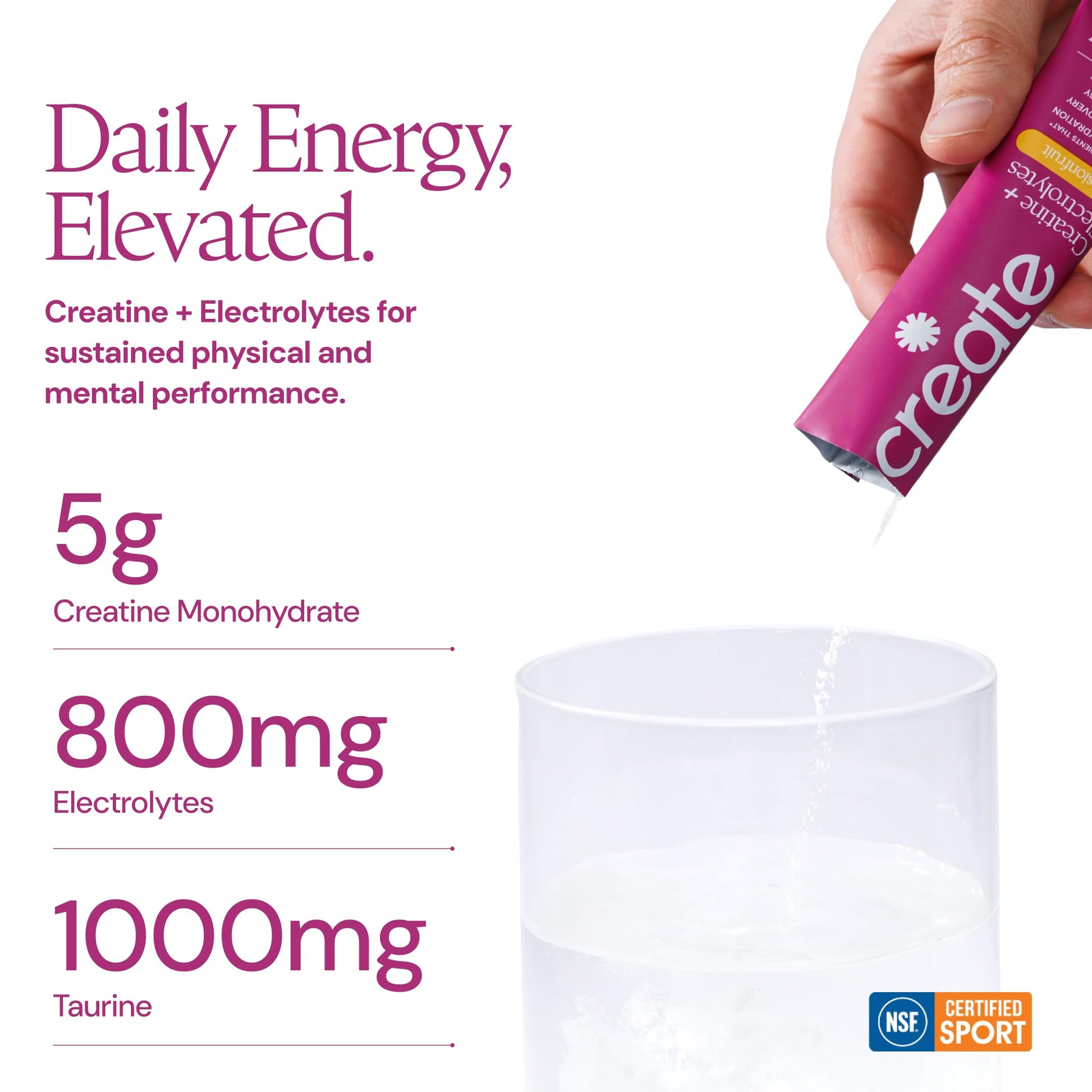 Create Creatine + Electrolytes Mix - Creatine Monohydrate Stick Packs, Supports Energy and Hydration, NSF Certified for Sport, 30 Count, Variety Pack Create buy supplements canada