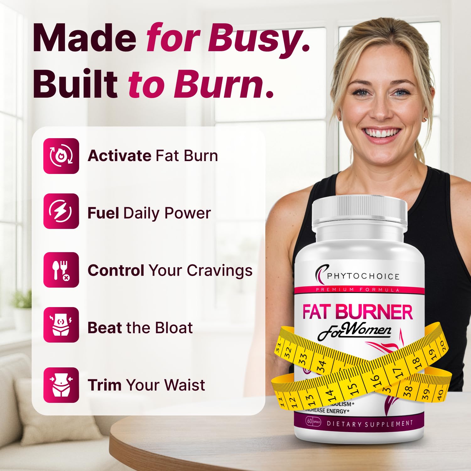 Belly Fat Burner for Women – Powerful Weight Loss Pills That Target Stubborn Belly & Thigh Fat – Thermogenic Metabolism Booster, Appetite Suppressant & Bloating Relief PHYTOCHOICE buy supplements canada