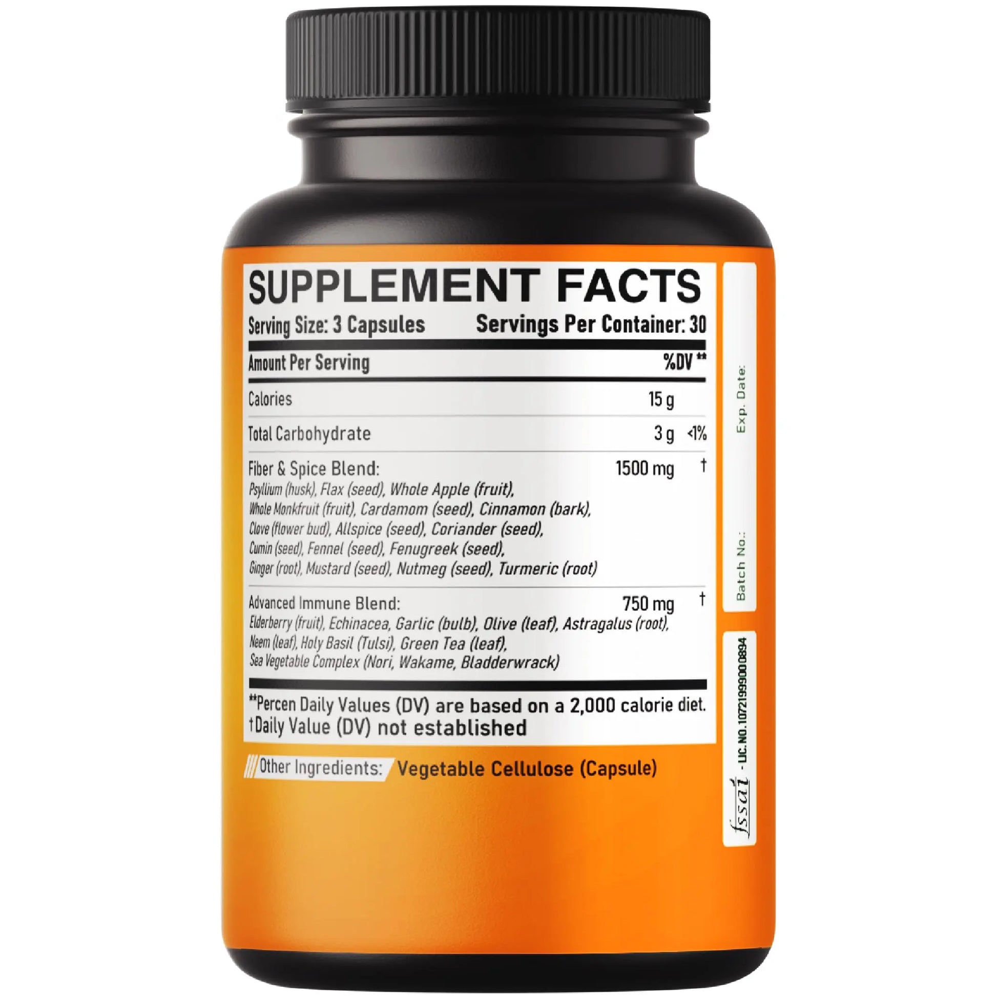 DEDICAD 27in1 Fiber and Spice Supplement - Combined with Organic Psyllium, Whole Apple, Elderberry & More - Support Mood, Body & Immunity - 90 Capsules for 1 Month DEDICAD buy supplements canada