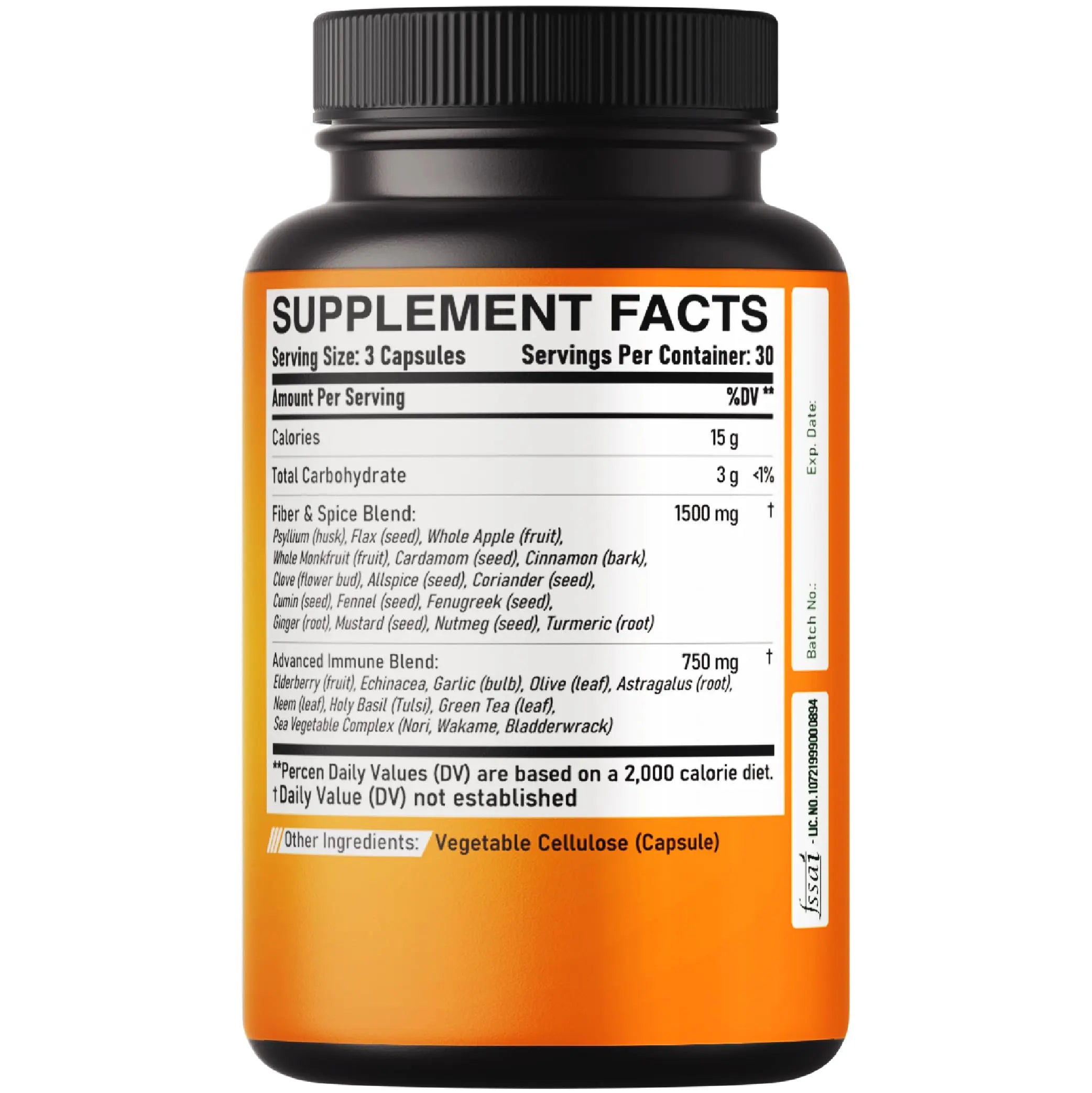 DEDICAD 27in1 Fiber and Spice Supplement - Combined with Organic Psyllium, Whole Apple, Elderberry & More - Support Mood, Body & Immunity - 90 Capsules for 1 Month DEDICAD buy supplements canada