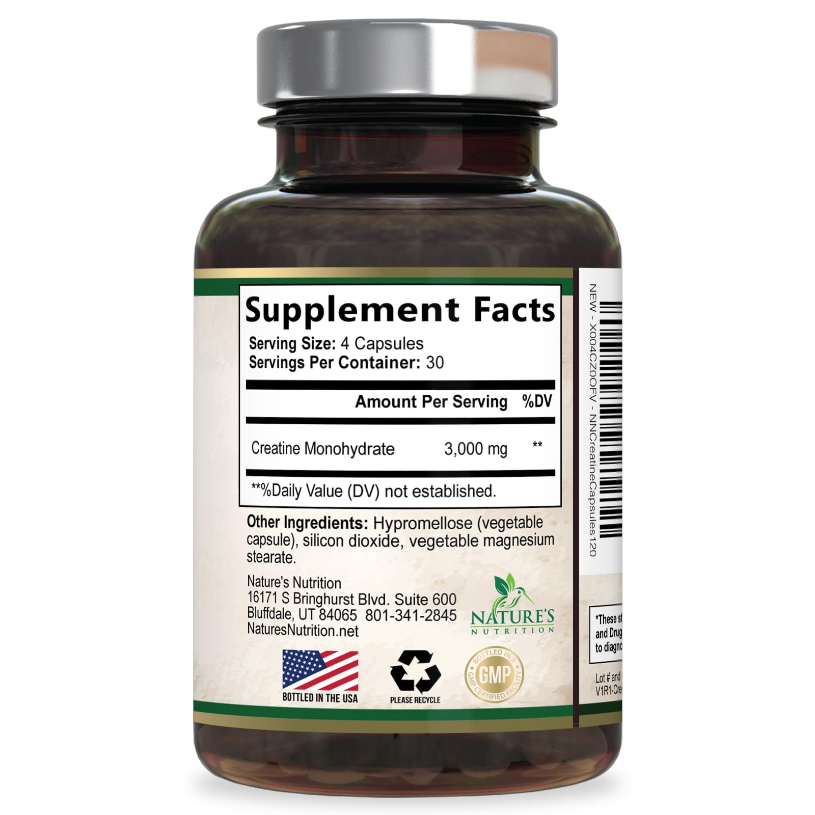 Creatine Monohydrate Capsules 3000mg Per Serving – Micronized Creatine Powder - Supports Lean Muscle, Strength, Energy, & Endurance - Nature's Supplement, Non-GMO, Bottled in USA - 120 Capsules Nature's Nutrition buy supplements canada