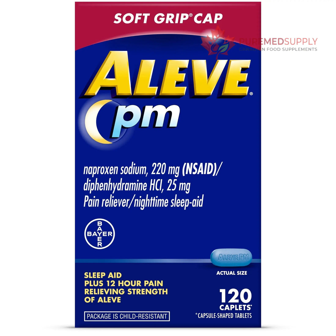 Aleve PM Sleep Aid Plus Pain Reliever Caplets, Naproxen Sodium & Diphenhydramine HCl, Nighttime, 120 Count Aleve buy supplements canada