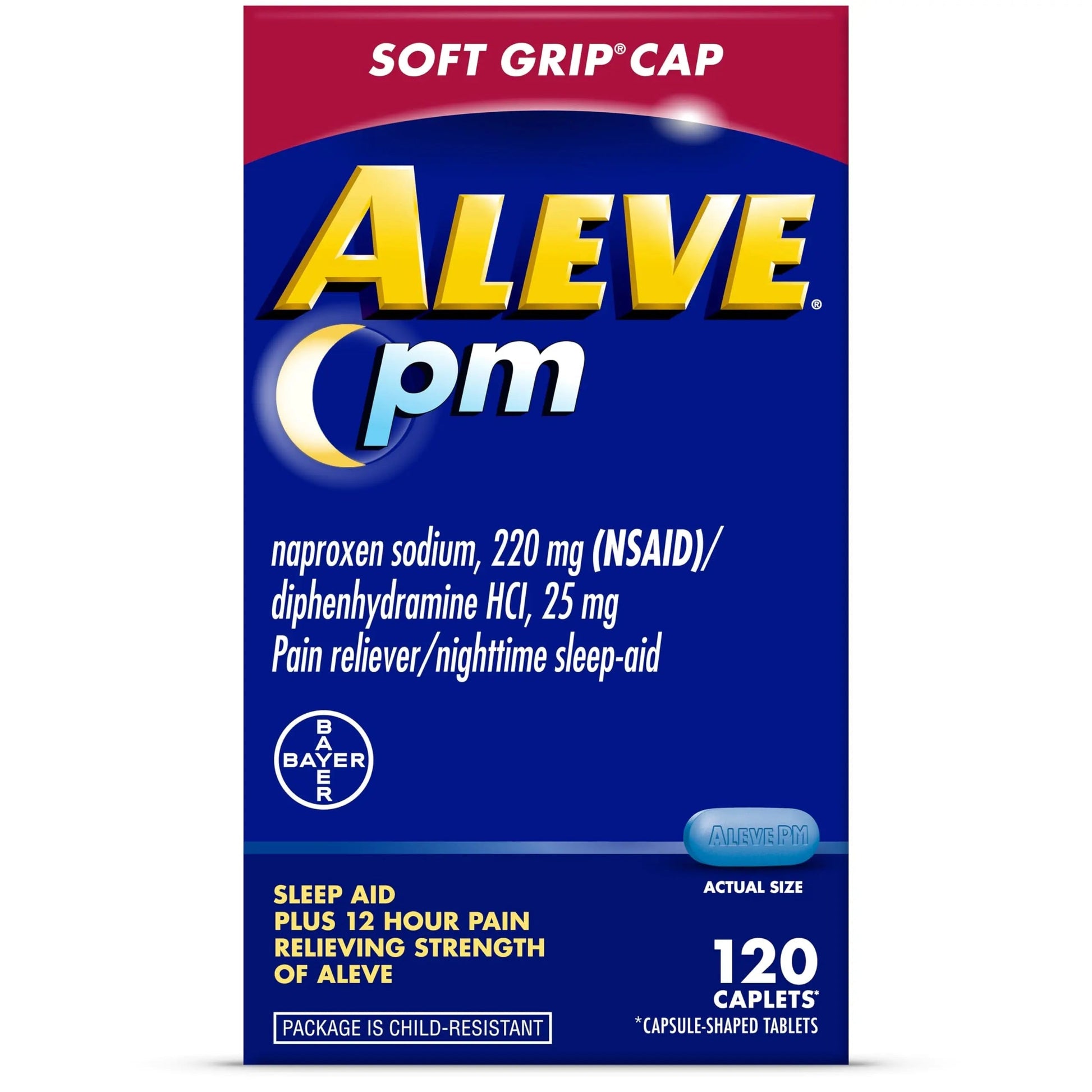 Aleve PM Sleep Aid Plus Pain Reliever Caplets, Naproxen Sodium & Diphenhydramine HCl, Nighttime, 120 Count Aleve buy supplements canada