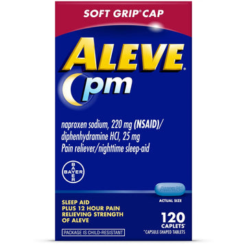 Aleve PM Sleep Aid Plus Pain Reliever Caplets, Naproxen Sodium & Diphenhydramine HCl, Nighttime, 120 Count Aleve buy supplements canada
