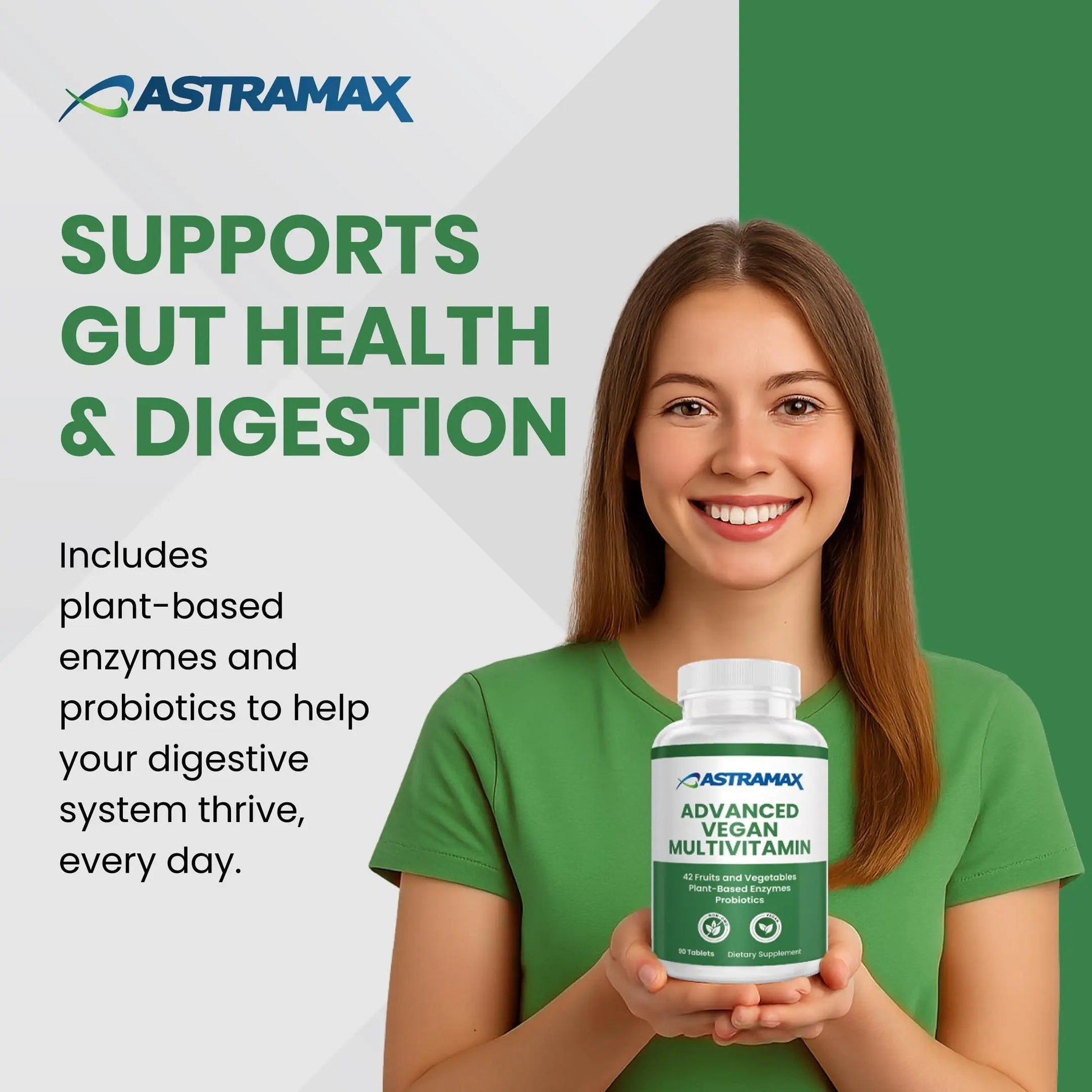Astramax Advanced Vegan Multivitamin | Whole Food-Based Vitamin & Mineral Complex with 26 Nutrients, B12, D3, Probiotics & 42 Superfoods | Astramax buy supplements canada