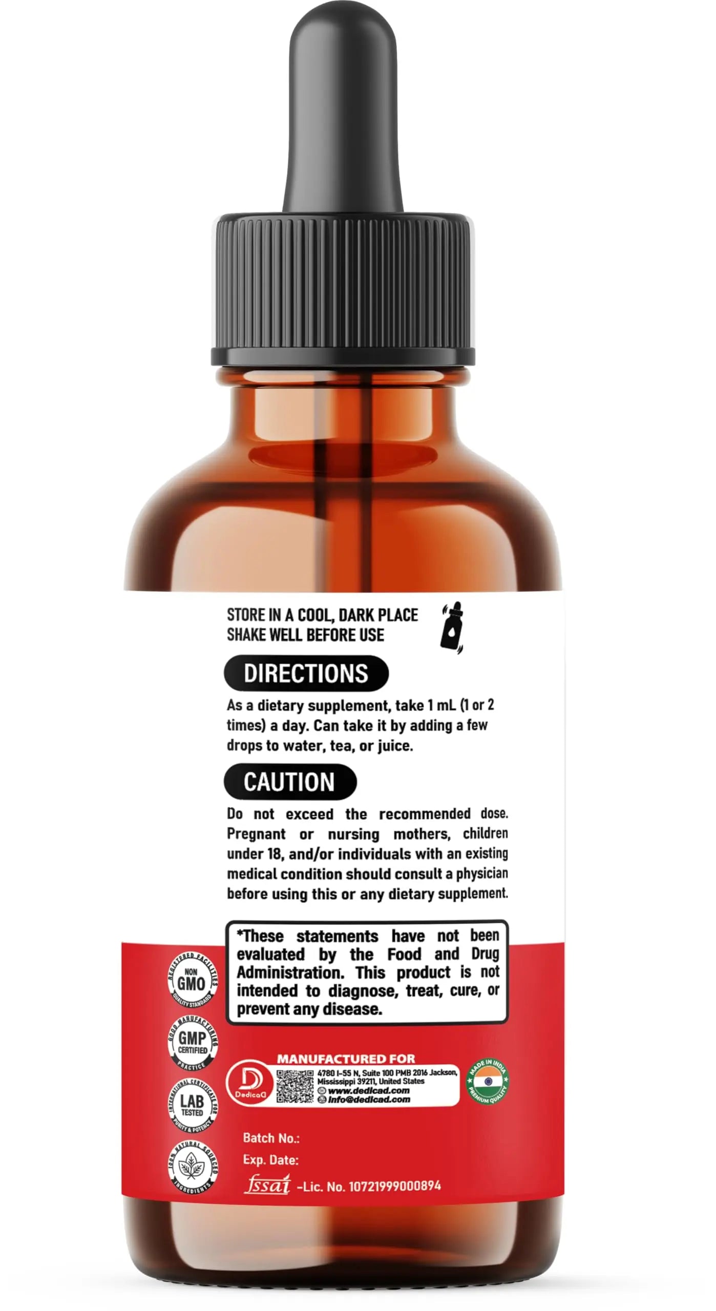 DEDICAD 10in1 Berberine HCl Drops - Liposomal Berberine Liquid - Activator Berberine with Ceylon Cinnamon, Bitter Melon, and 7 More - 60ml DEDICAD buy supplements canada