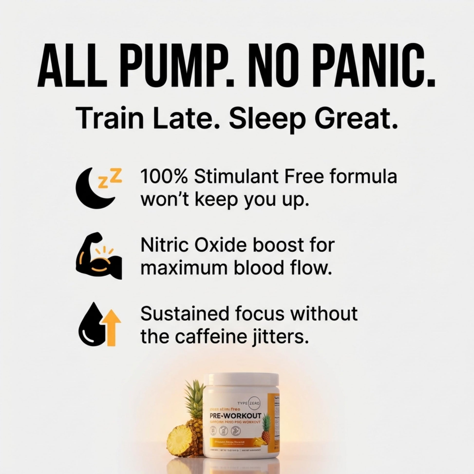 Type Zero Clean Stim Free Pre Workout Powder + Nitric Oxide Booster with L-Citrulline Malate, Arginine AKG, Beta Alanine - Caffeine & Stimulant Free - Pineapple Mango Flavor, 21 Servings Type Zero buy supplements canada