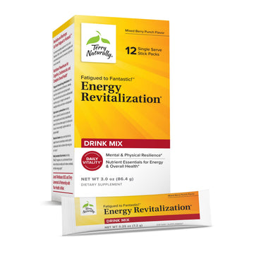 Terry Naturally Fatigued to Fantastic Energy Revitalization - Drink Mix for Energy with L-Tyrosine, Vitamins A, D3, E & B - Supports Heart Health - 12 Individual Packets (12 Servings) Terry Naturally buy supplements canada
