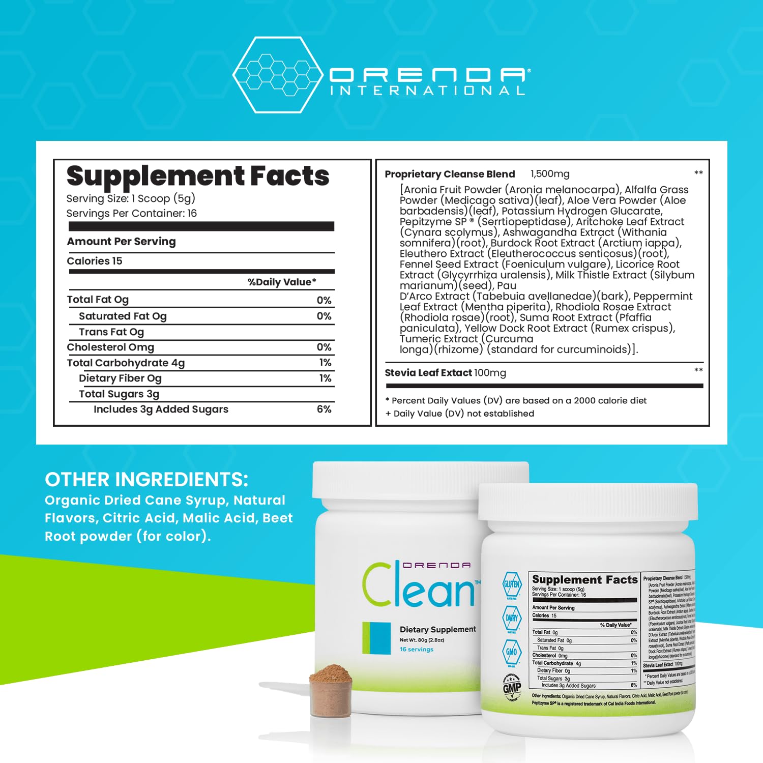 Orenda Clean - Peptizyme-SP EN, Aronia Berry, Aloe Vera and More for Digestive Support - Nutrient-Rich Supplement for Wellness - 80g, 16 Servings Orenda International buy supplements canada