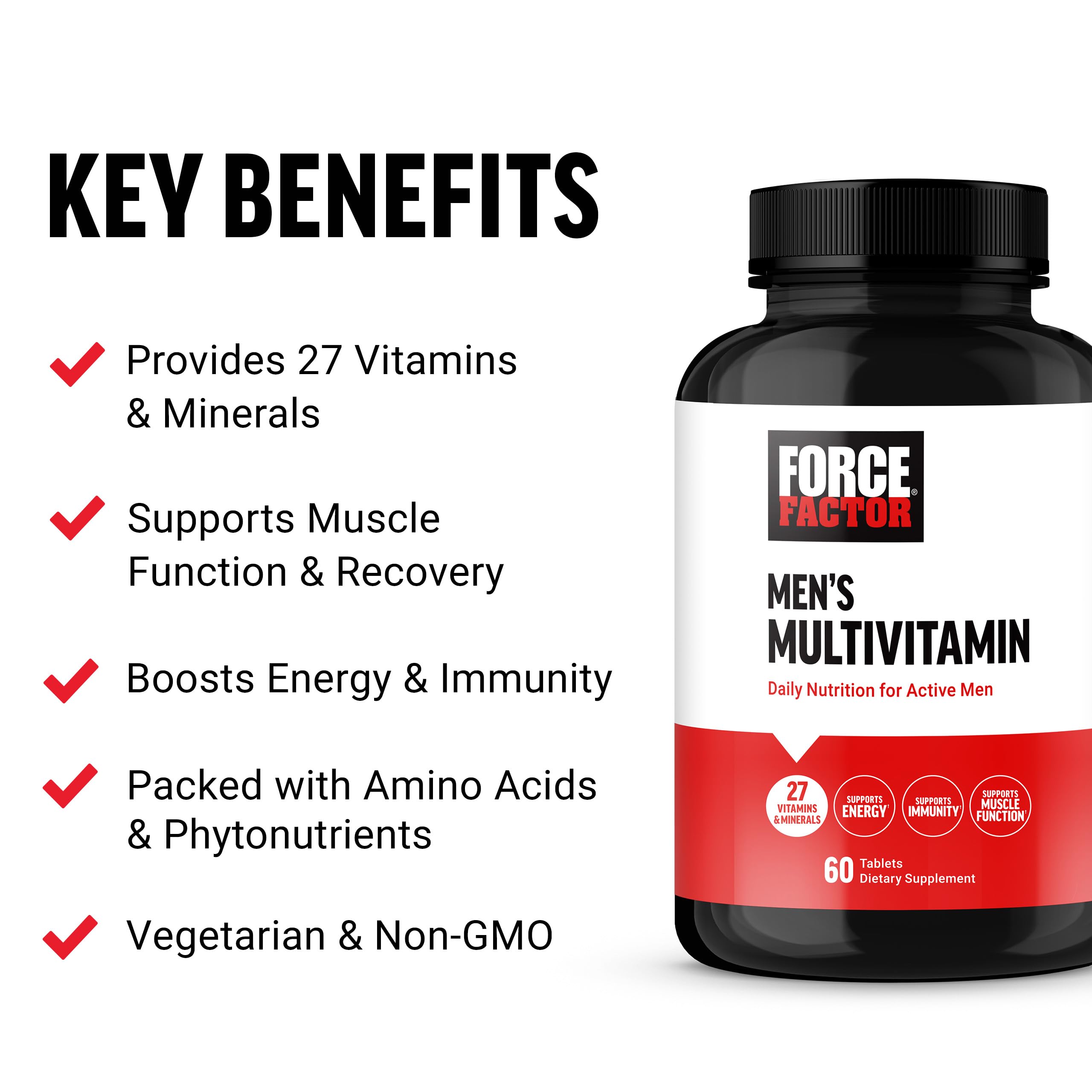 Force Factor Men’s Multivitamins, Multivitamin for Men Plus Amino Acids Supplement with 27 Vitamins and Minerals, and Phytonutrients to Support Energy, and Immunity, 60 Tablets Force Factor buy supplements canada