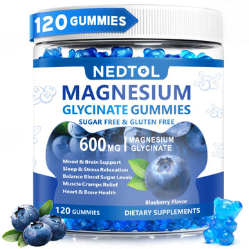 Nedtol Magnesium Glycinate Gummies 600mg, Sugar Free Magnesium Potassium Supplement for Adults with Magnesium L-Threonate, Vitamin D, B6,and CoQ10 for Sleep, Body Support and Relaxation,120 Count Nedtol buy supplements canada