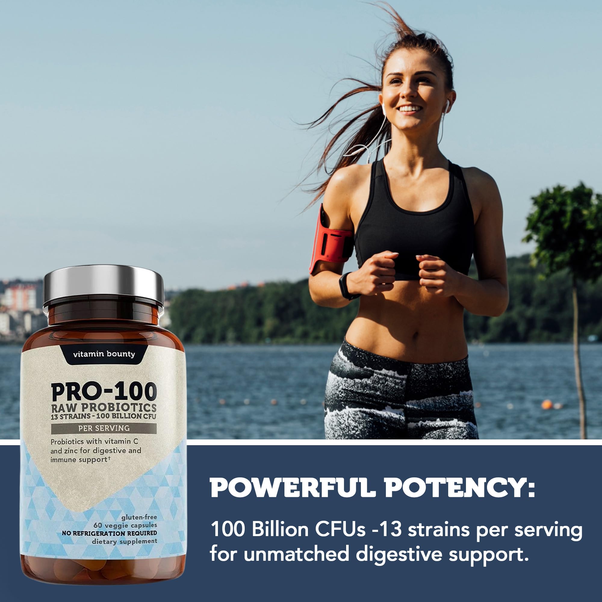 Vitamin Bounty Pro-100 Probiotic 100 Billion CFU - 13 Strains for Digestive Health & Immune Support - High Potency Probiotics for Women & Men - Delayed Release Capsules for Gut Health - 60 Count Vitamin Bounty buy supplements canada