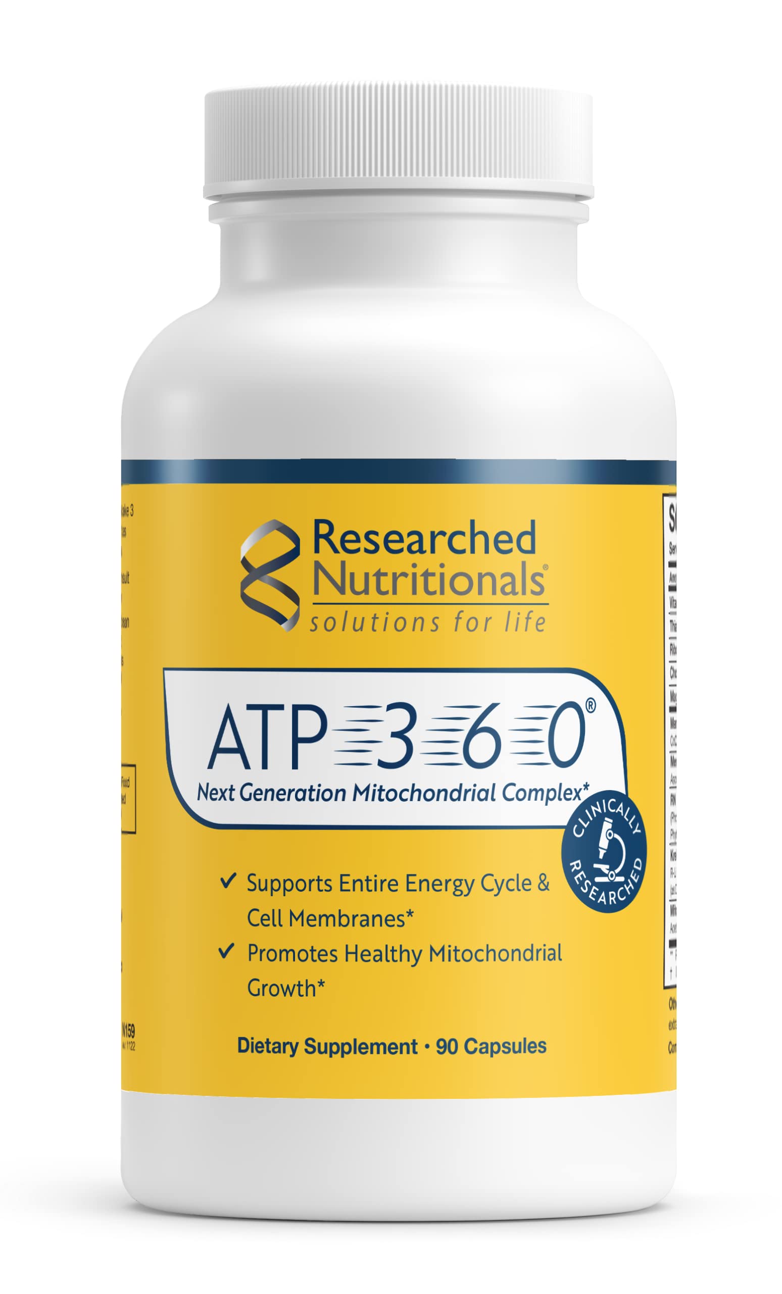 Researched Nutritionals ATP 360 - Mitochondrial Supplements to Support Entire Energy Cycle & Cell Membranes - Clinically Researched ATP Supplements, High Dose CoQ10, R-Lipoic Acid & PQQ, 90 Capsules Researched Nutritionals buy supplements canada