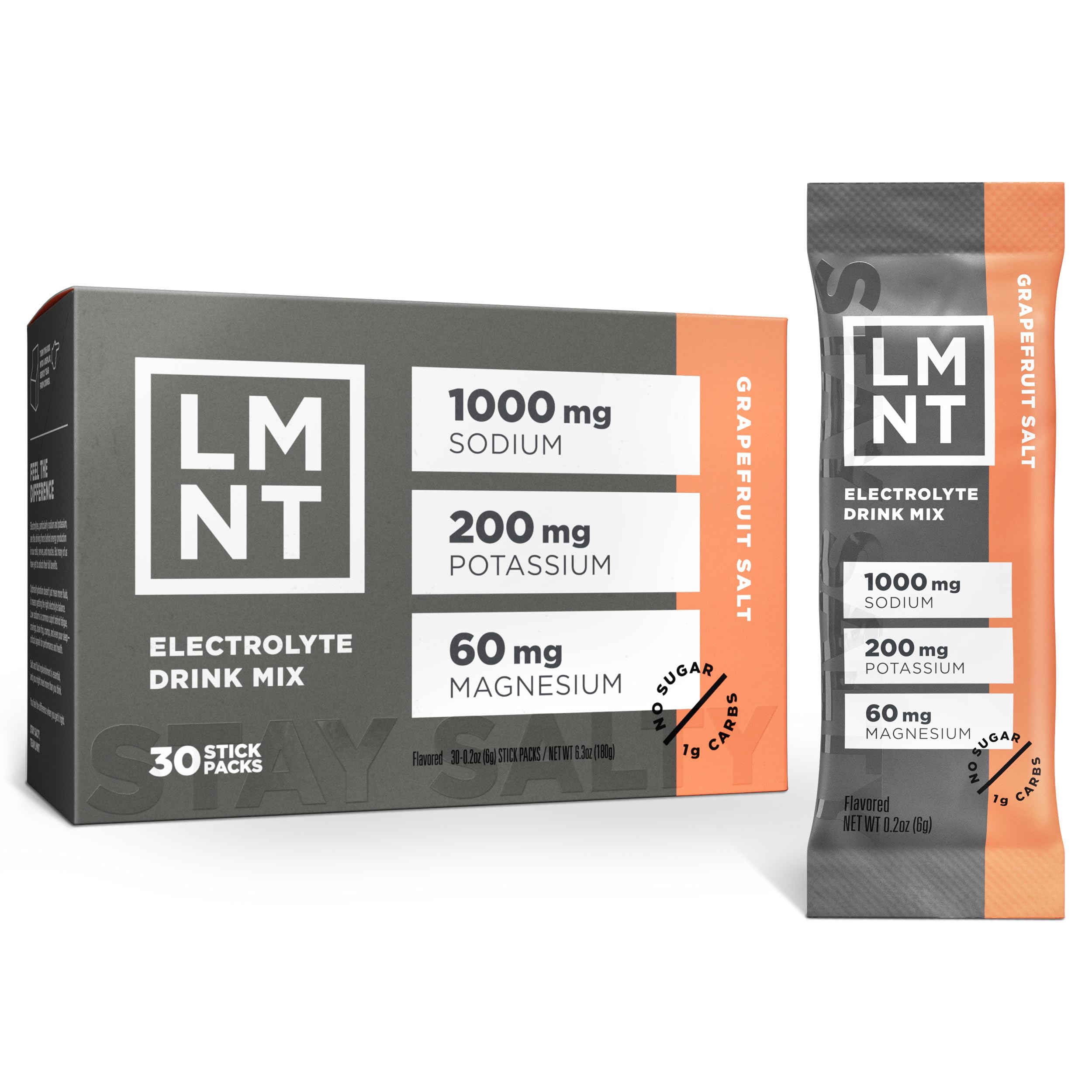 LMNT Zero Sugar Electrolytes - Grapefruit Salt | Drink Mix | 30 Count Drink LMNT buy supplements canada