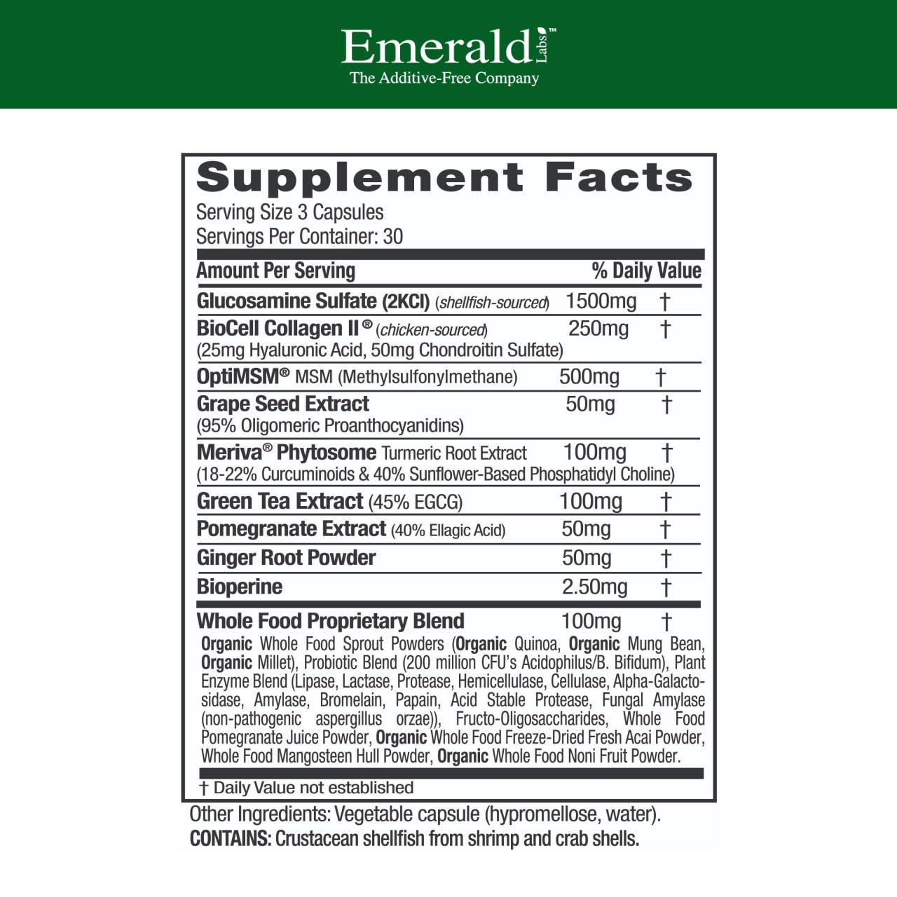 EMERALD LABS Joint Health - Biocell II Collagen, OptiMSM, Glucosamine, Meriva Turmeric Curcuminoids & More - Joint Health, Mobility & Flexibility Support* - 90 Vegetable Capsules (30-Day Supply) EMERALD LABS buy supplements canada