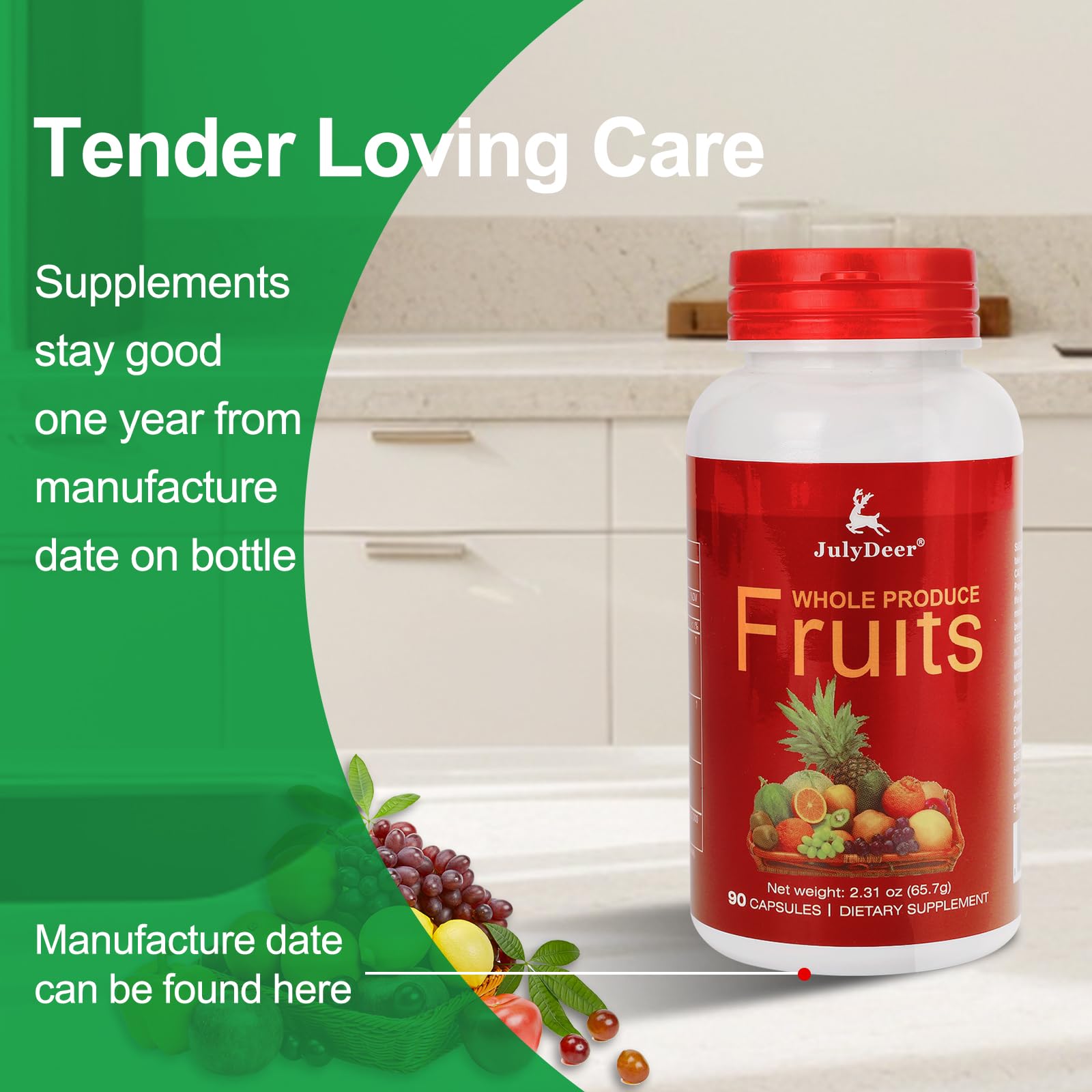 Fruit and Veggies Supplement Ingredients Natural – 4 Bottles 360 Total Vegetarian Capsules | Balance of Natural 16+18 Whole Fruits & Veggies Blend | Fresh Superfood Formula with Vitamins and Minerals JulyDeer buy supplements canada