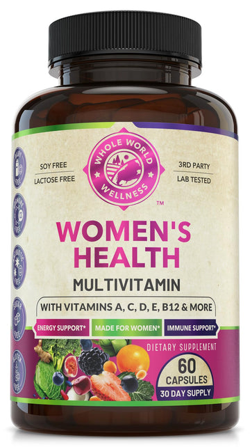 WHOLE WORLD WELLNESS Womens Daily Multivitamin Multimineral Supplement for Energy, Mood, Focus, Hair, Skin & Nails. Made for Women with 30+ Nutrients, Fruit & Energy Blend. Womens Vitamins, USA Made. WHOLE WORLD WELLNESS buy supplements canada